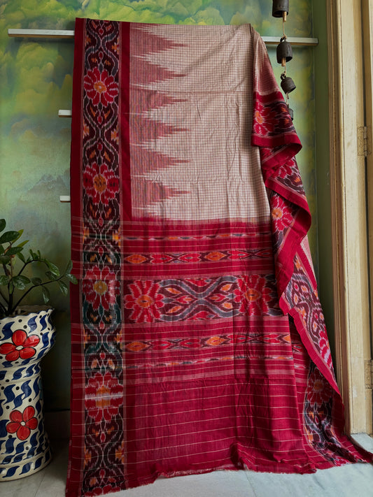 Handwoven Offwhite Colour Odisha Ikkat Cotton Saree