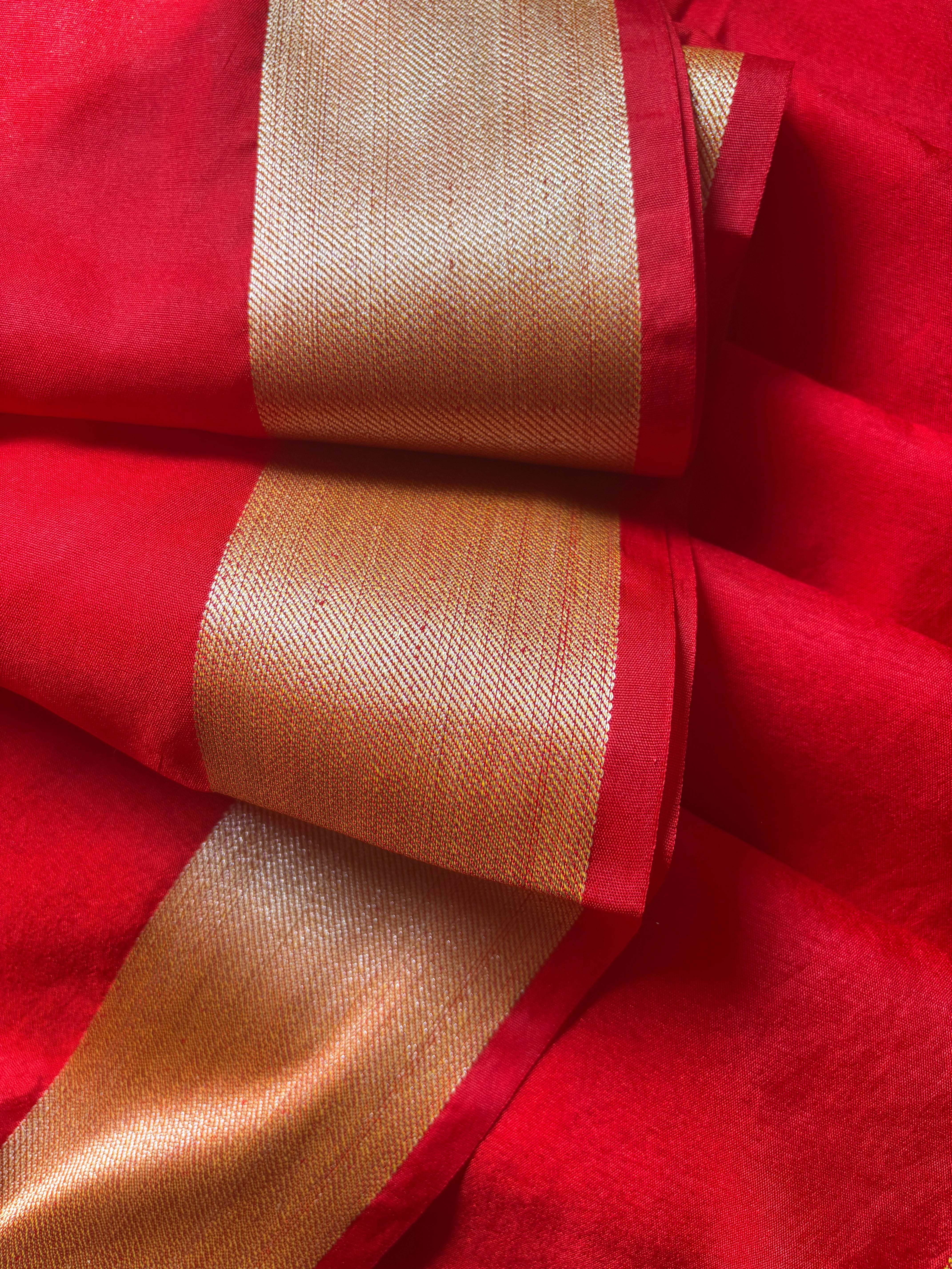 Tomato Red Benaras Ghat Saree