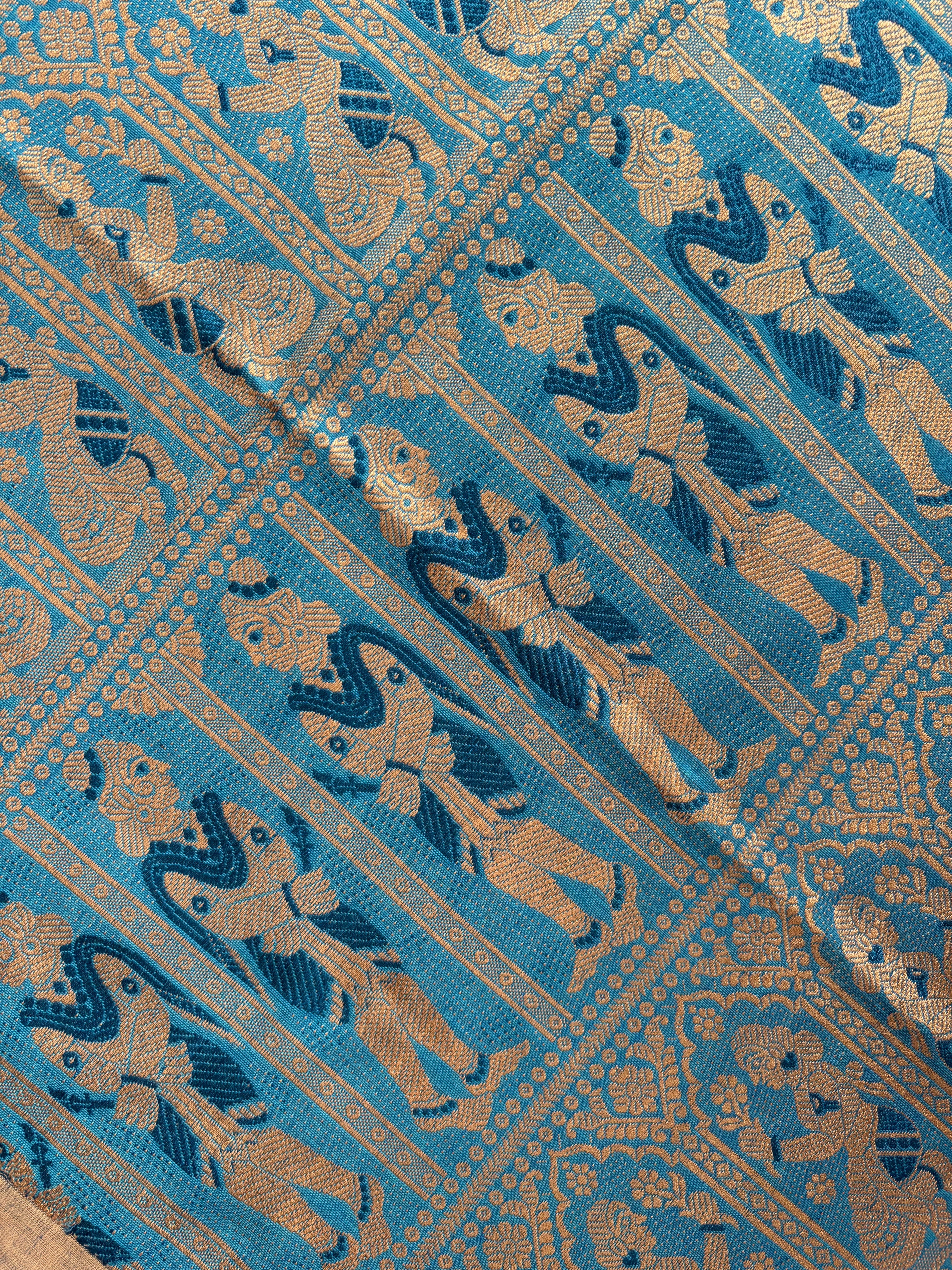 Handwoven Dual Toned Blue Colour Cotton Baluchari Saree