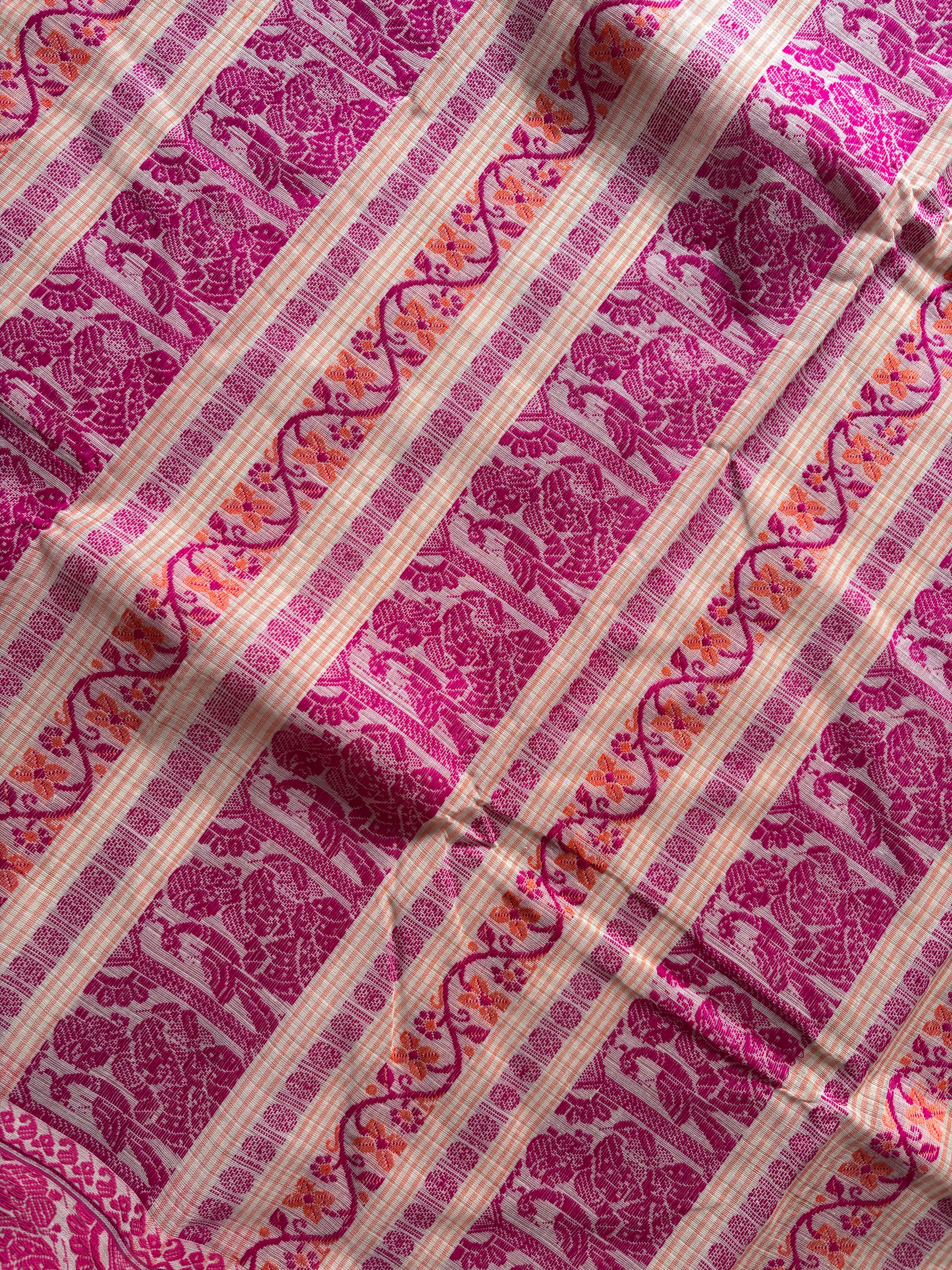 Handwoven Beige Colour Cotton Baluchari Saree