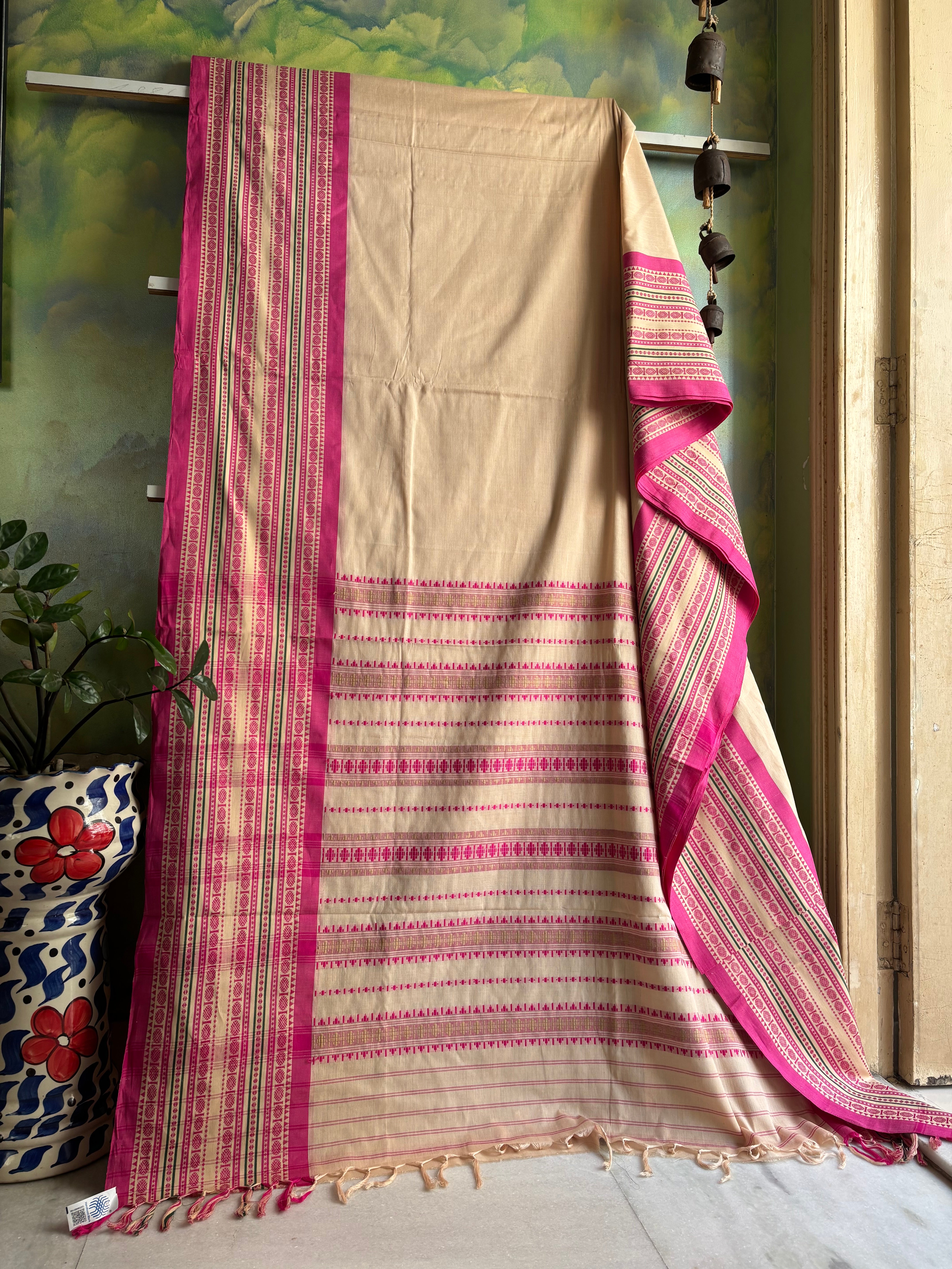 Handwoven Light Tussar Colour Begampuri Cotton Saree