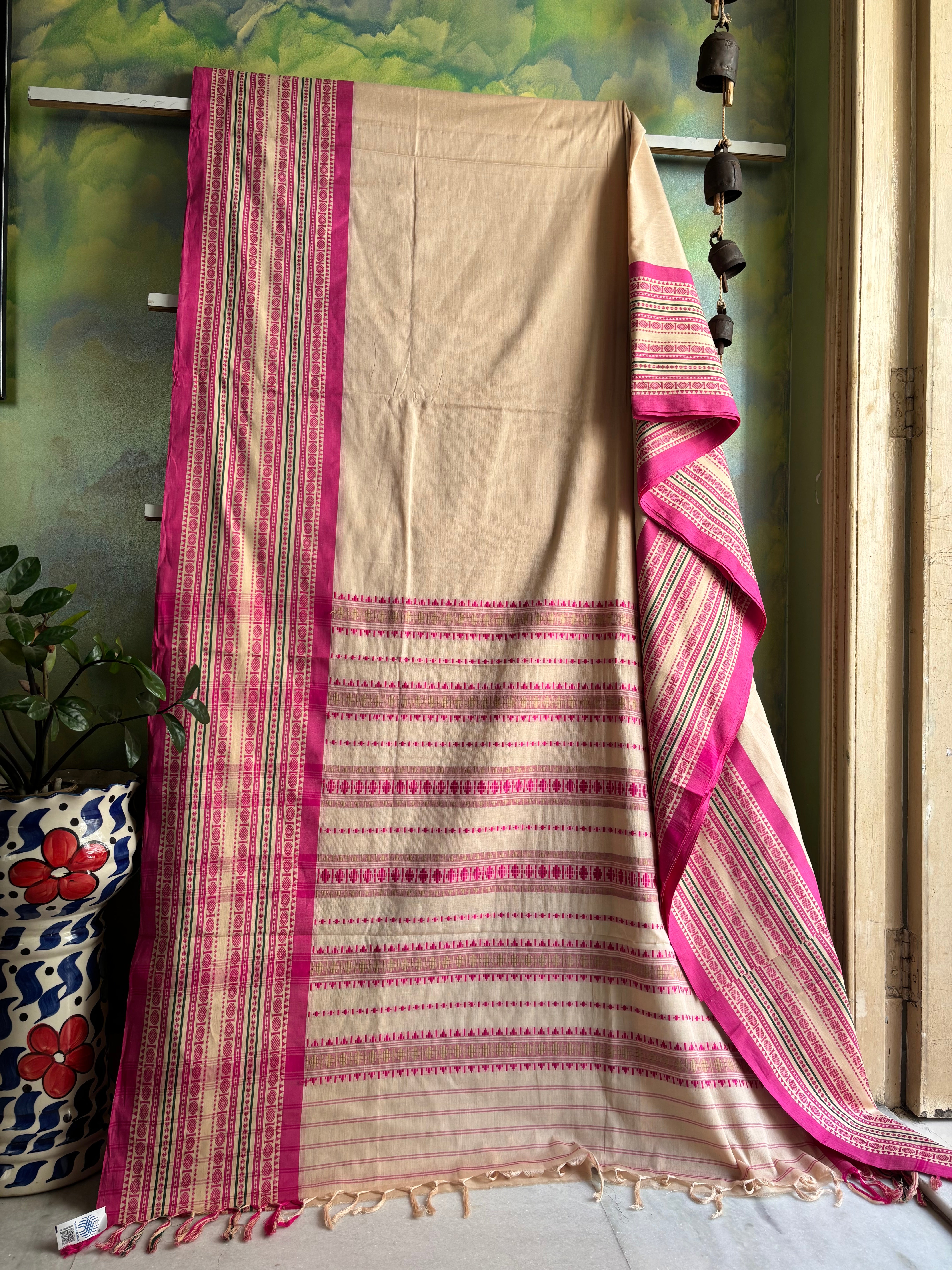 Handwoven Light Tussar Colour Begampuri Cotton Saree