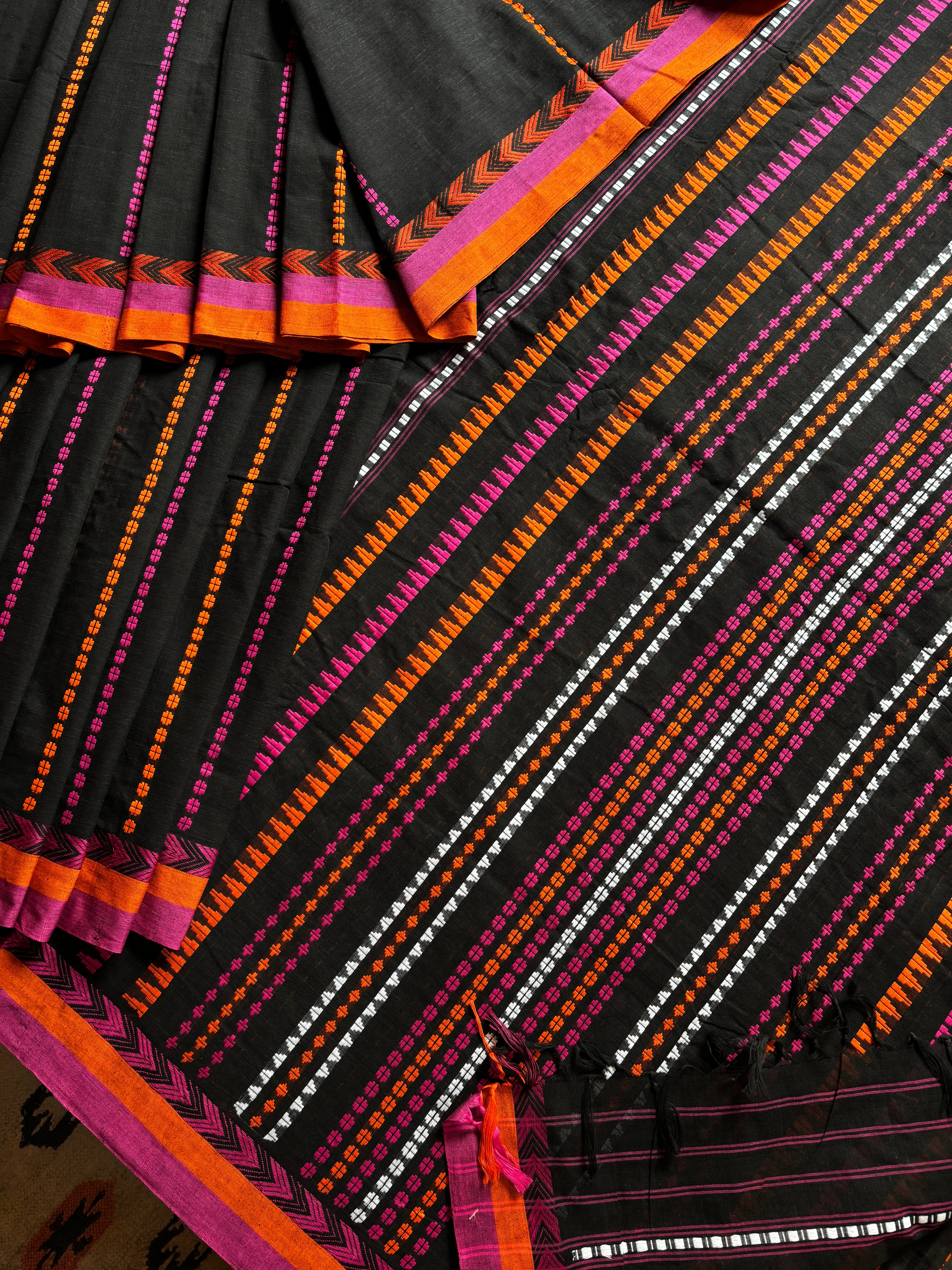 Handwoven Black Colour Begampuri Cotton Saree