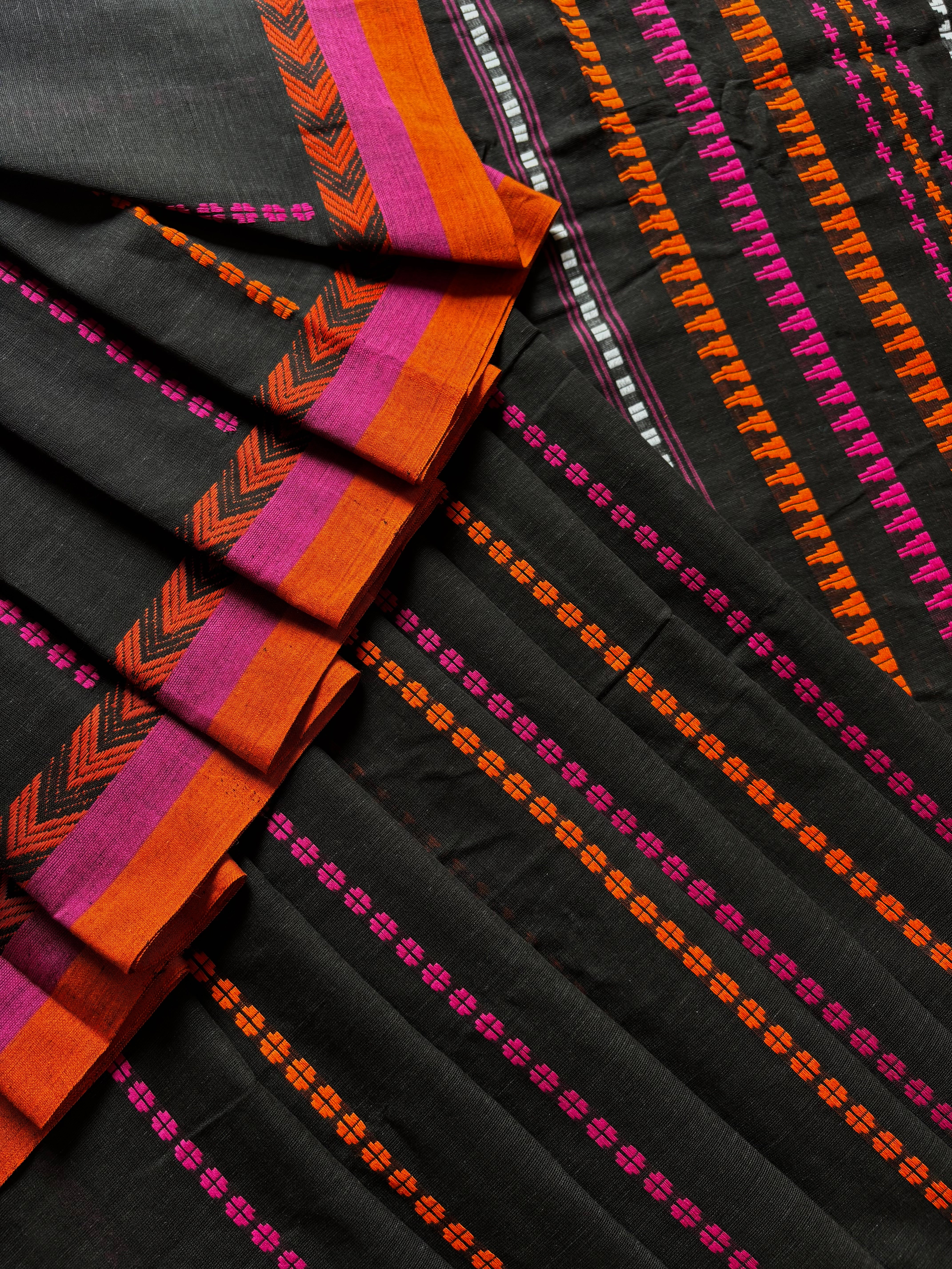 Handwoven Black Colour Begampuri Cotton Saree