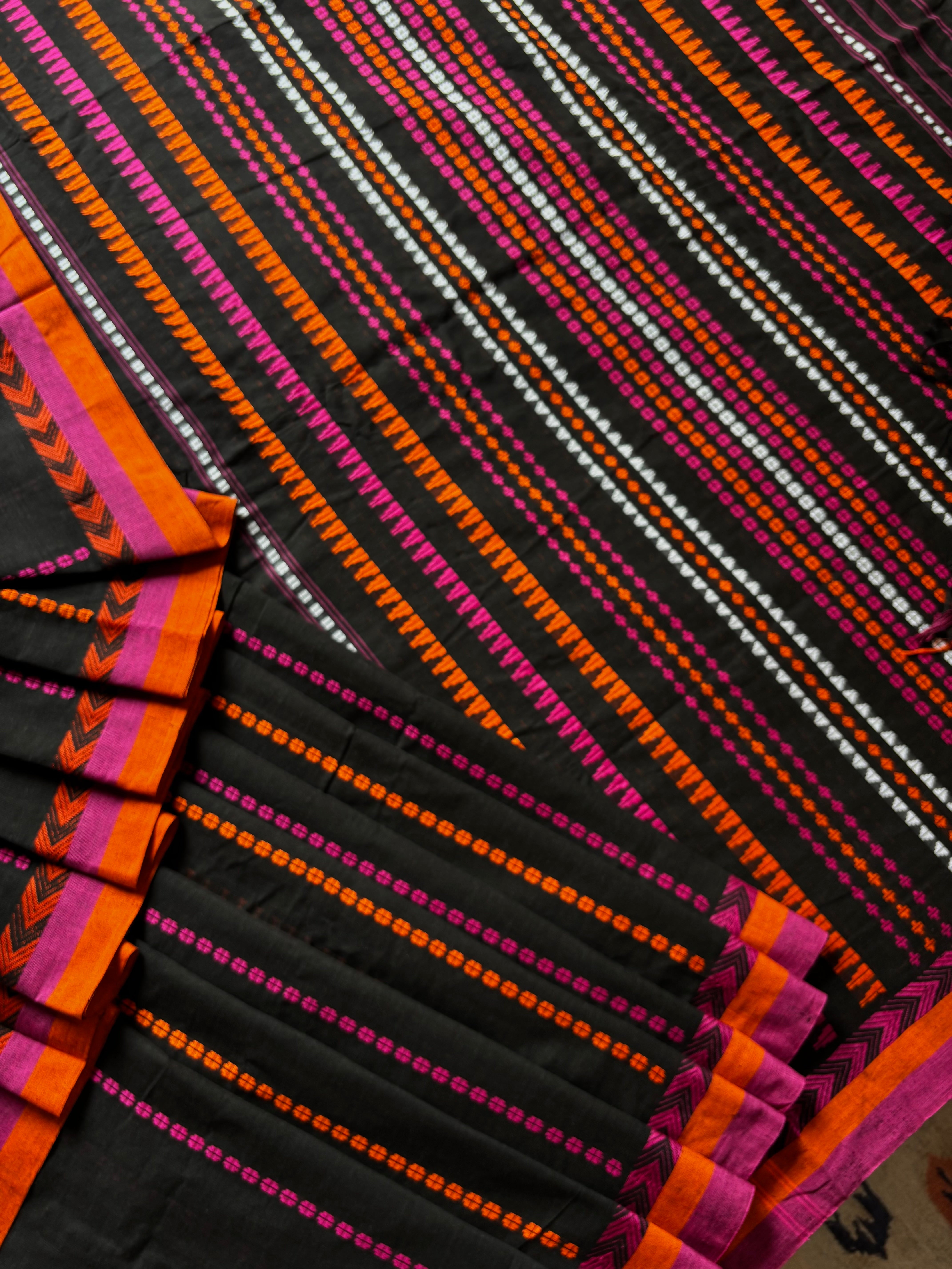 Handwoven Black Colour Begampuri Cotton Saree