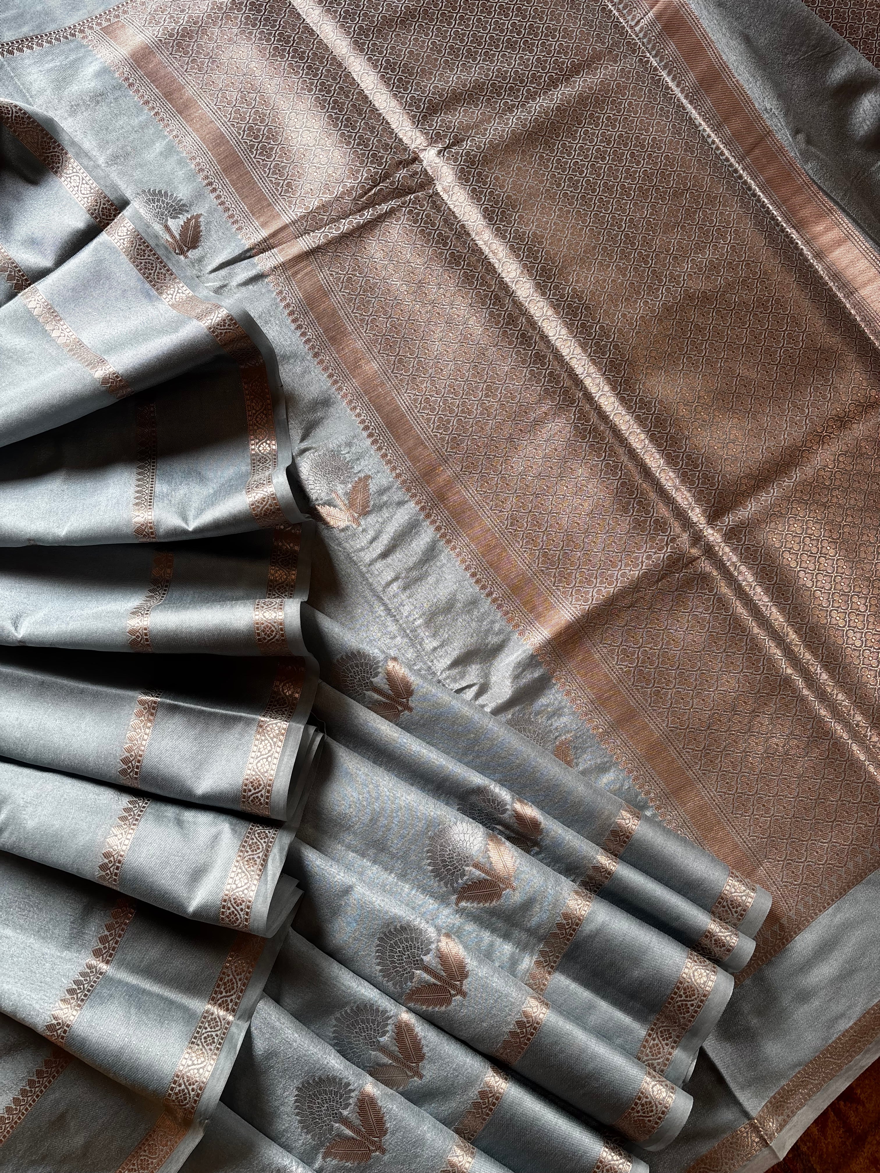 Powder Blue Colour Chiniya Silk Saree
