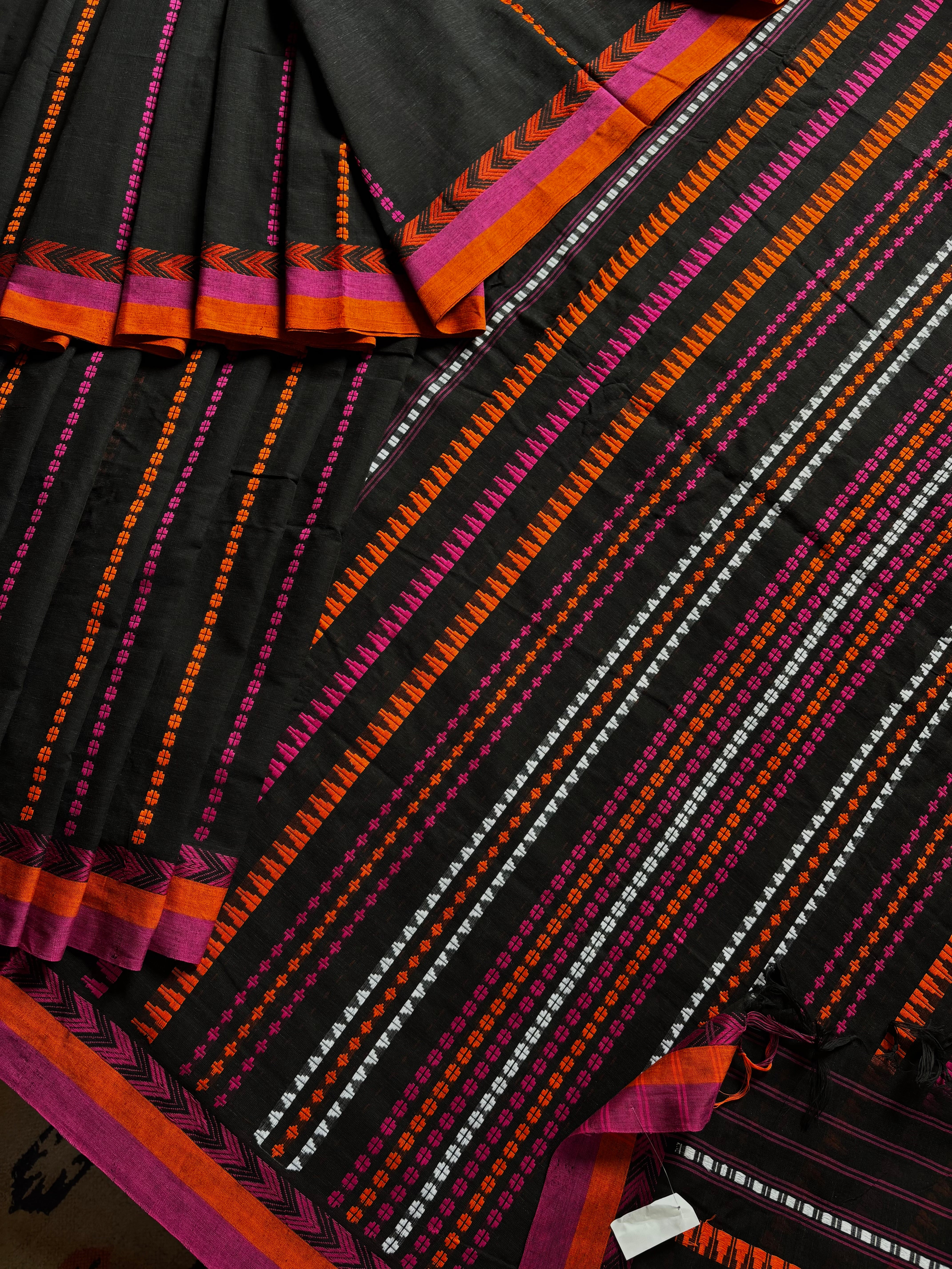 Handwoven Black Colour Begampuri Cotton Saree
