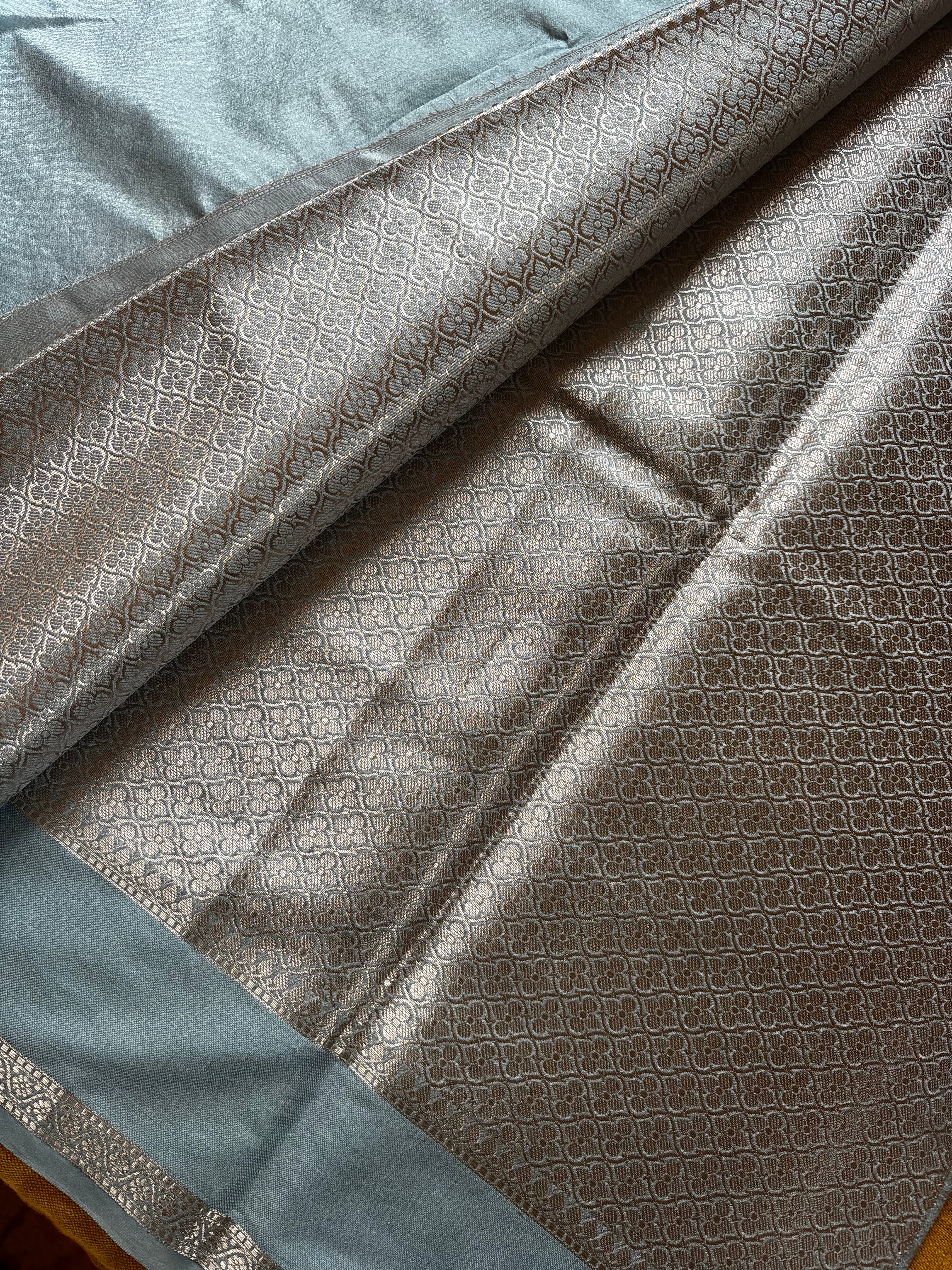 Powder Blue Colour Chiniya Silk Saree