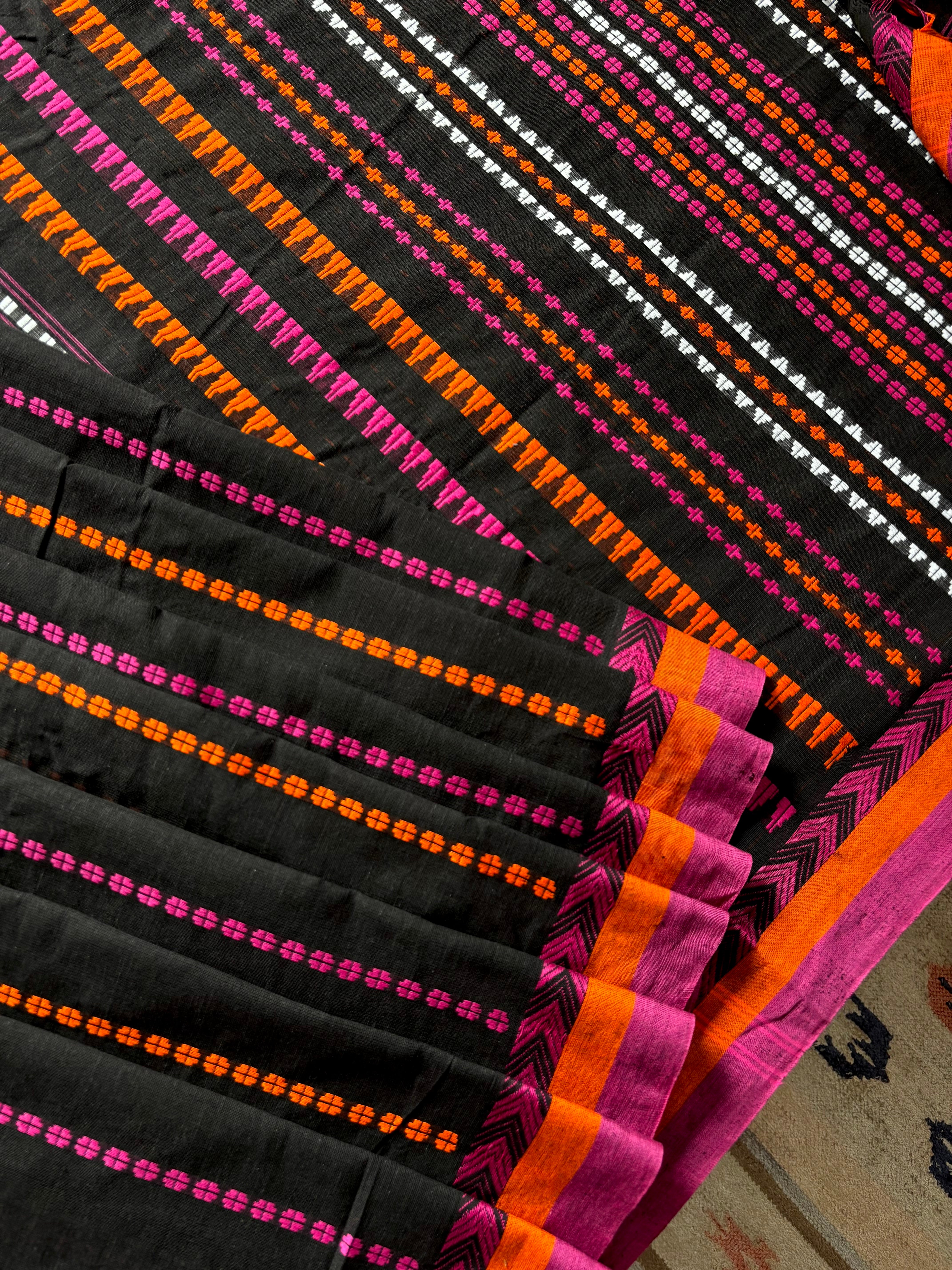 Handwoven Black Colour Begampuri Cotton Saree