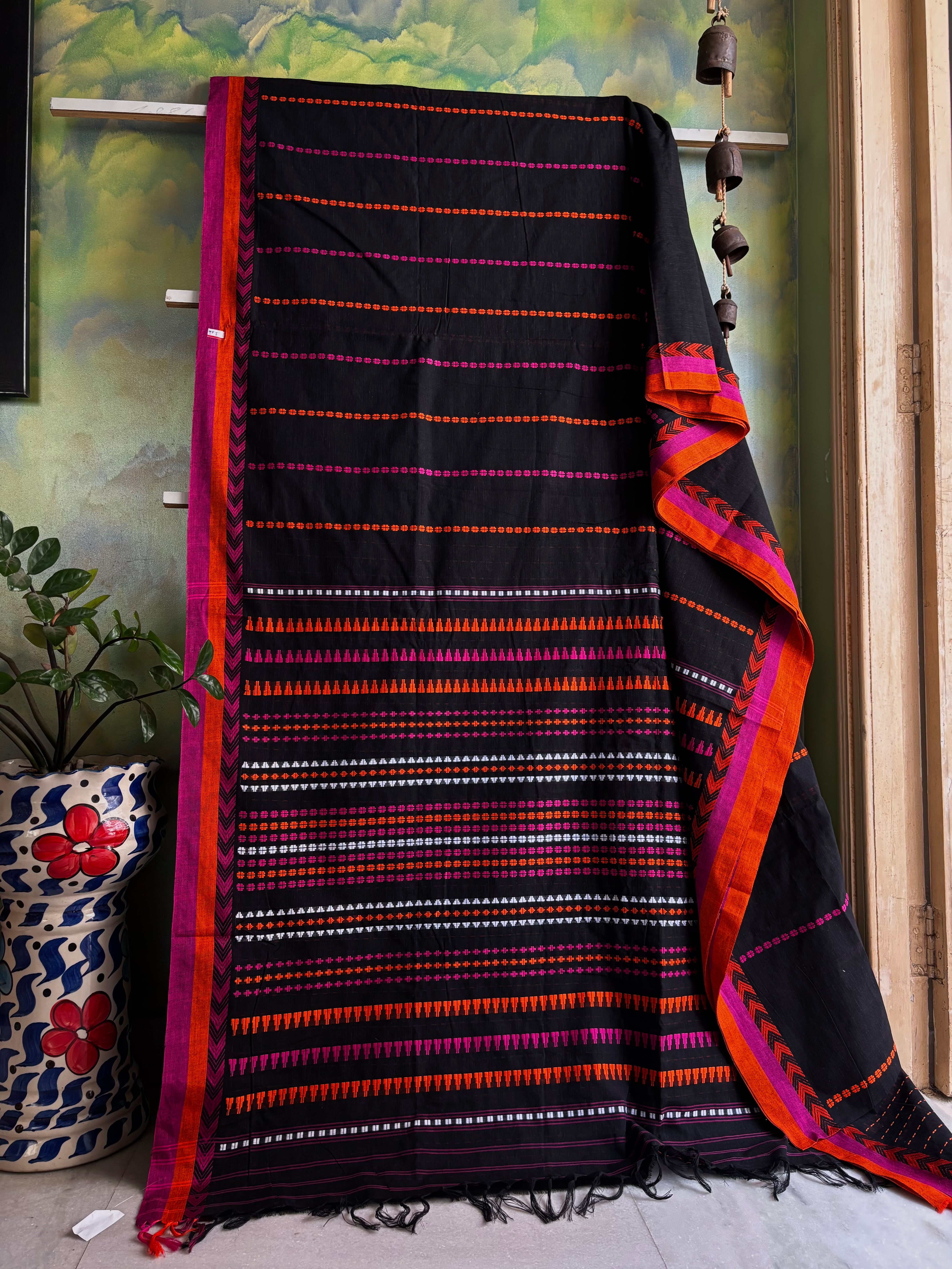 Handwoven Black Colour Begampuri Cotton Saree
