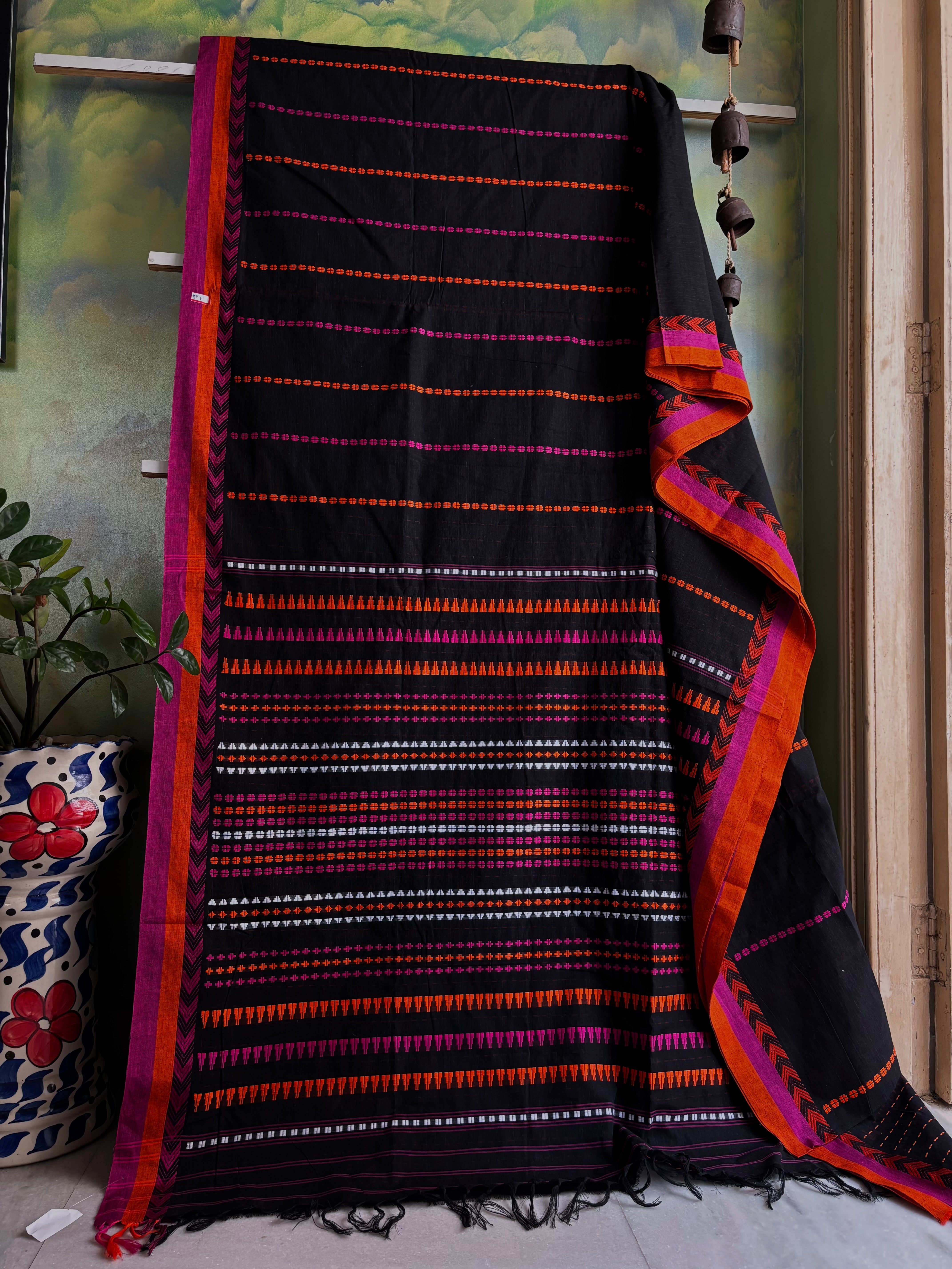 Handwoven Black Colour Begampuri Cotton Saree