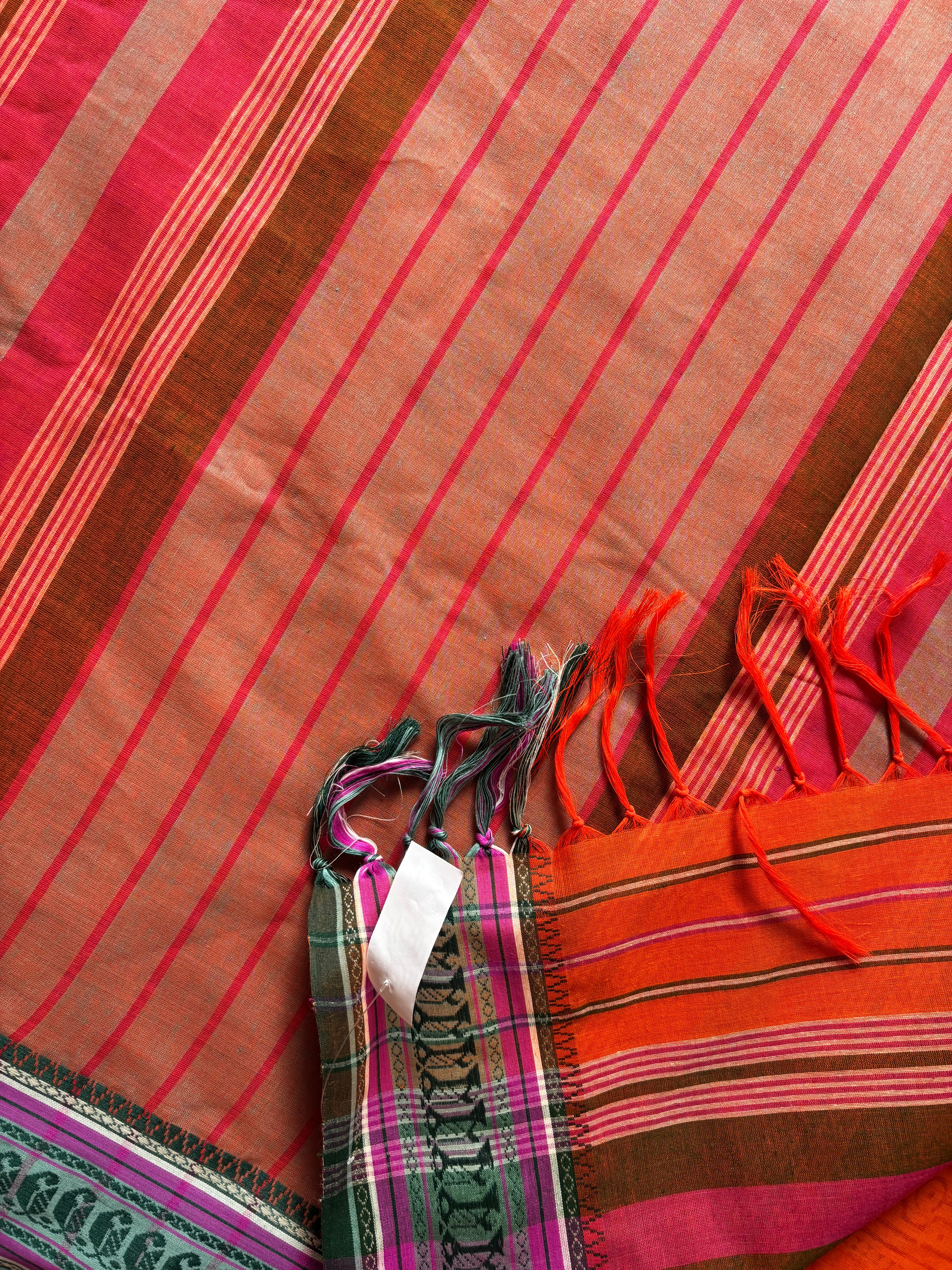 Handwoven Orange Colour Begampuri Cotton Saree