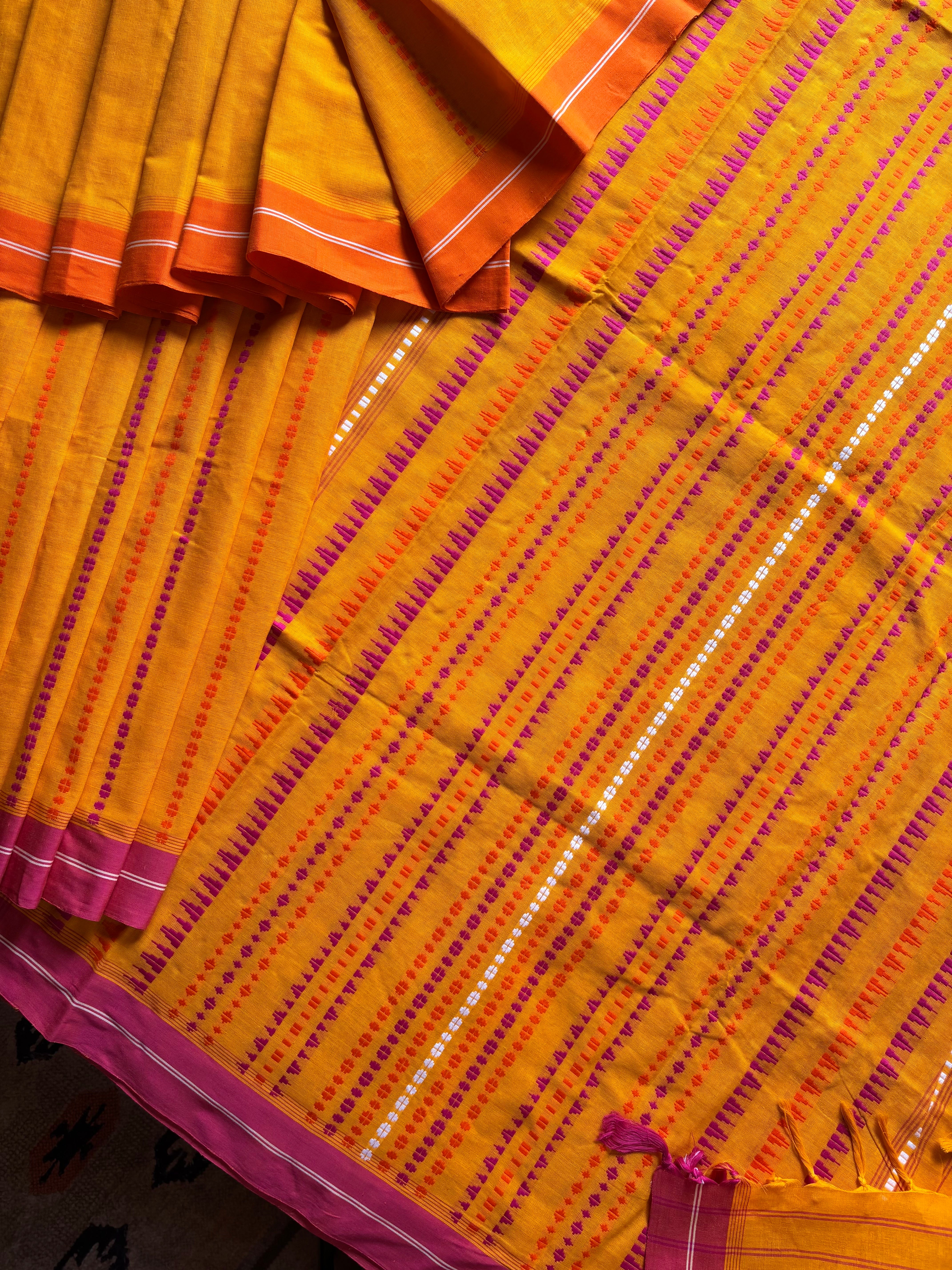 Handwoven Yellow Colour Begampuri Saree