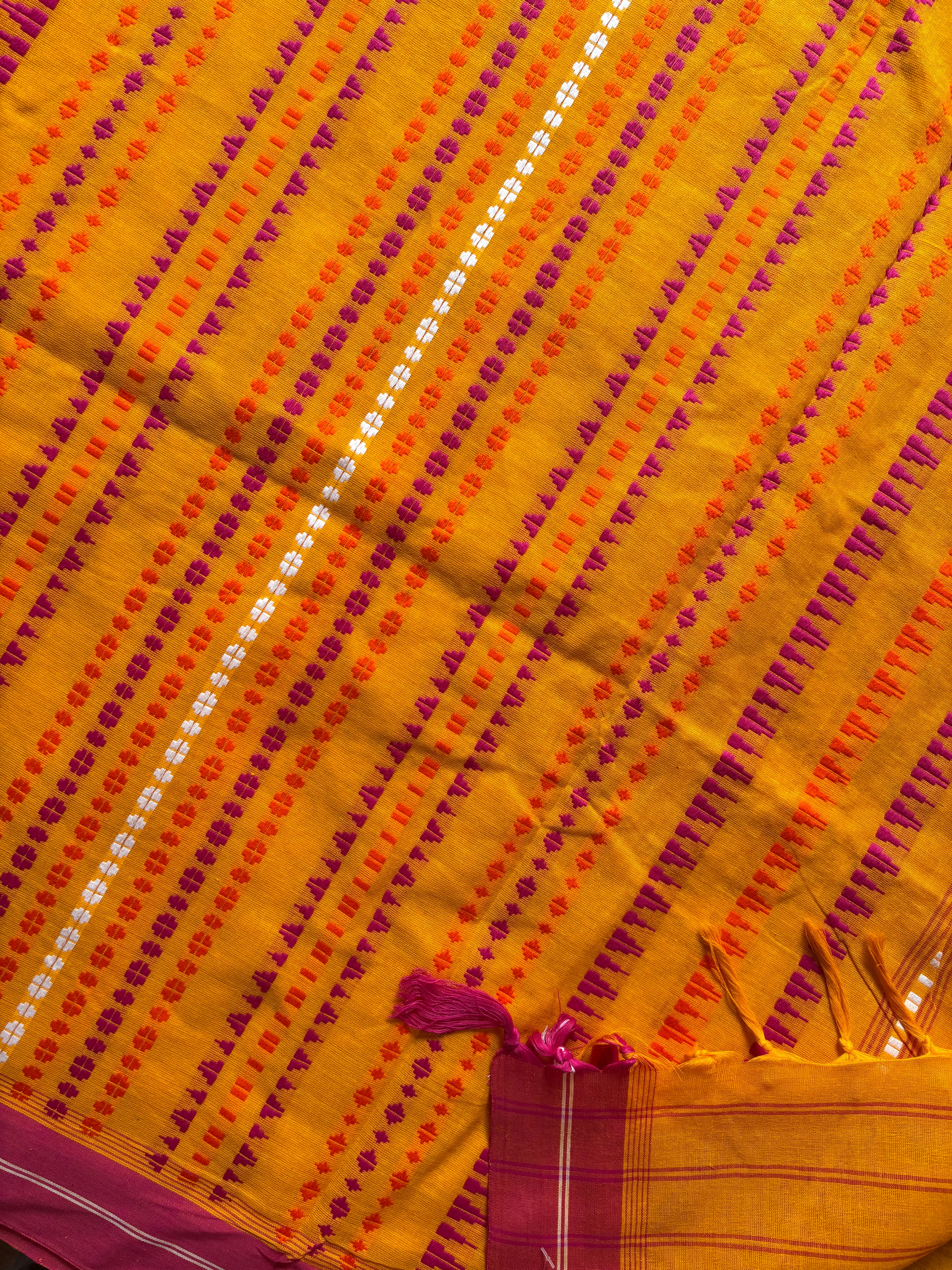 Handwoven Yellow Colour Begampuri Saree