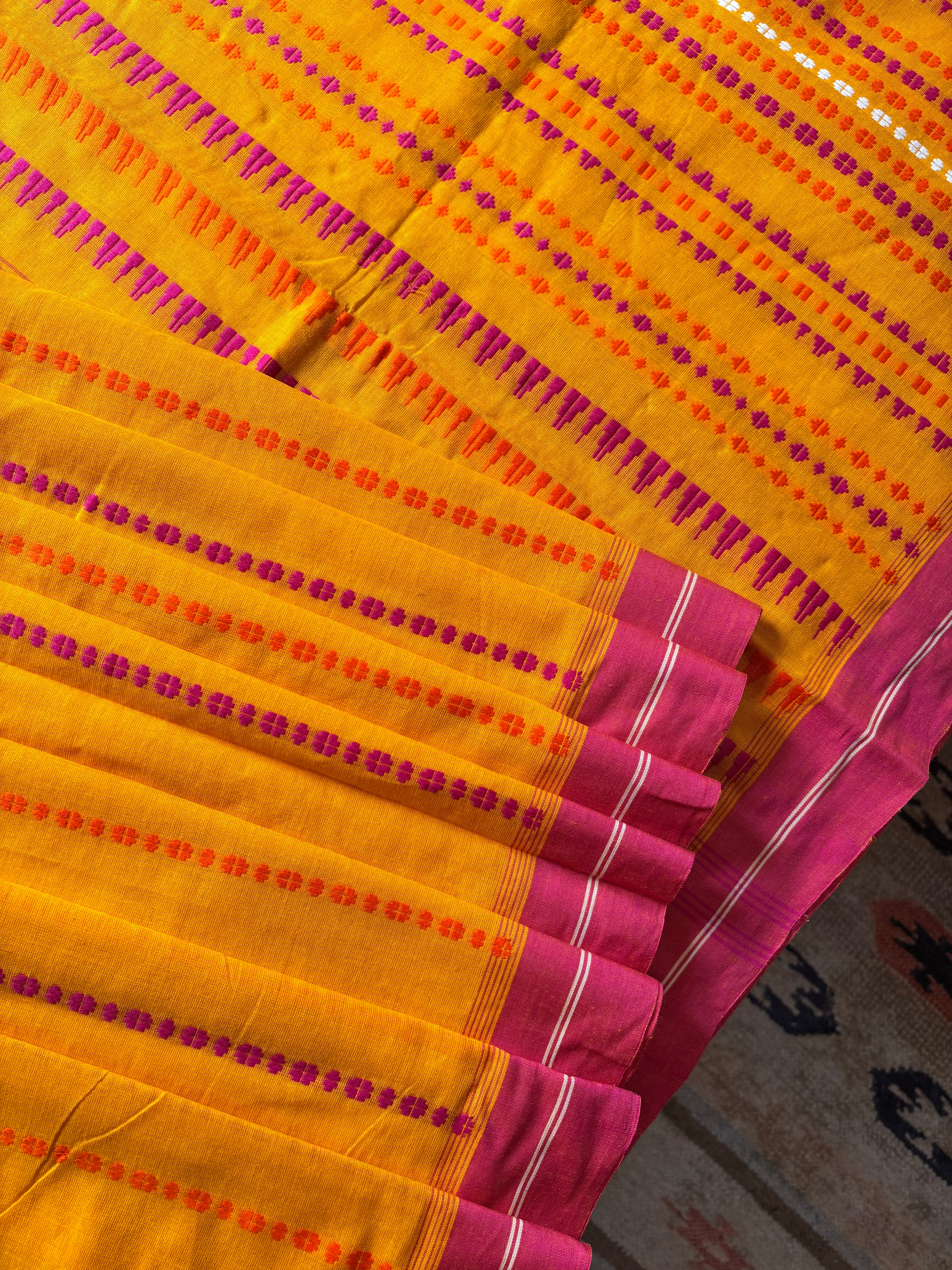 Handwoven Yellow Colour Begampuri Saree