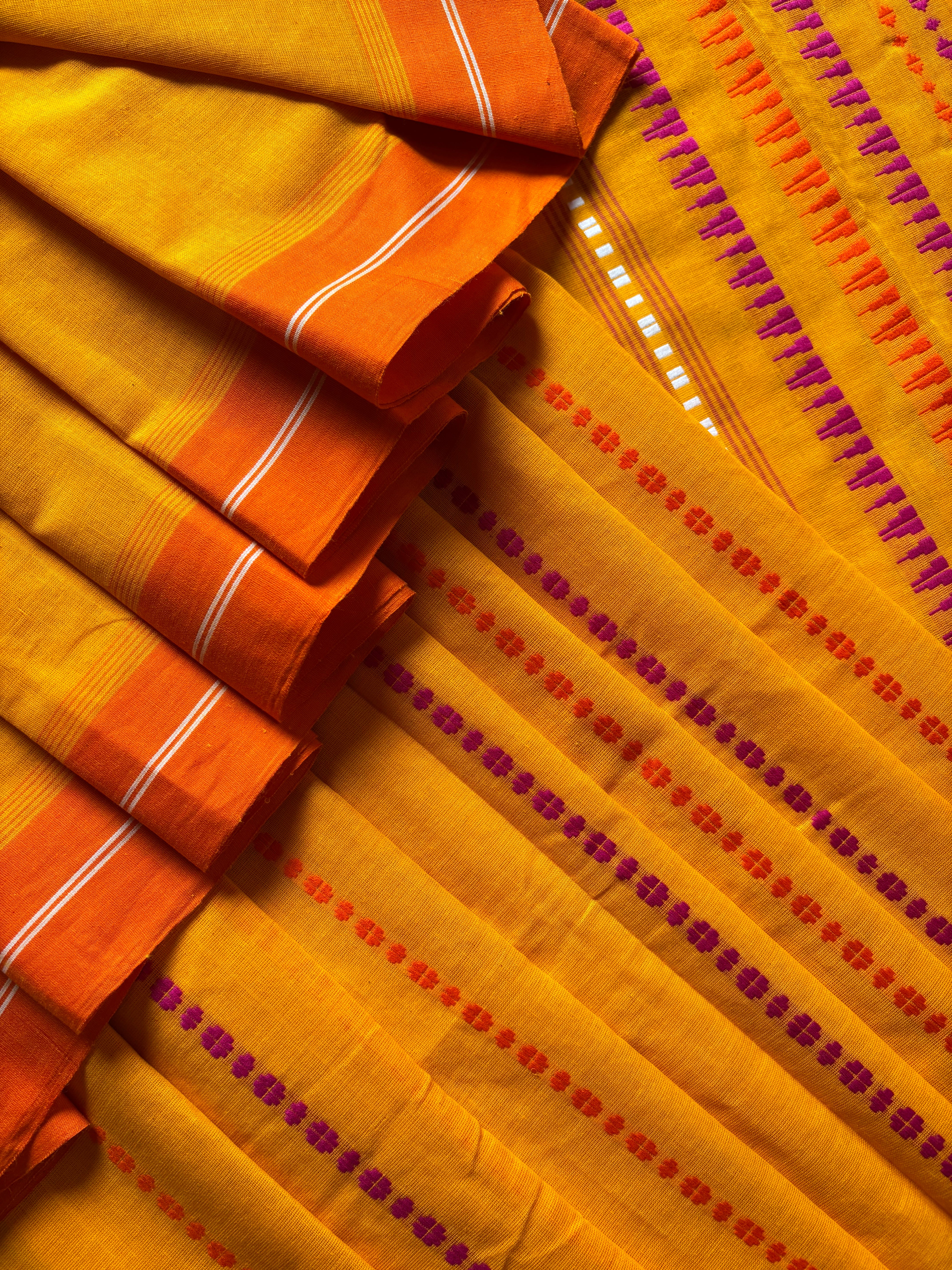 Handwoven Yellow Colour Begampuri Saree