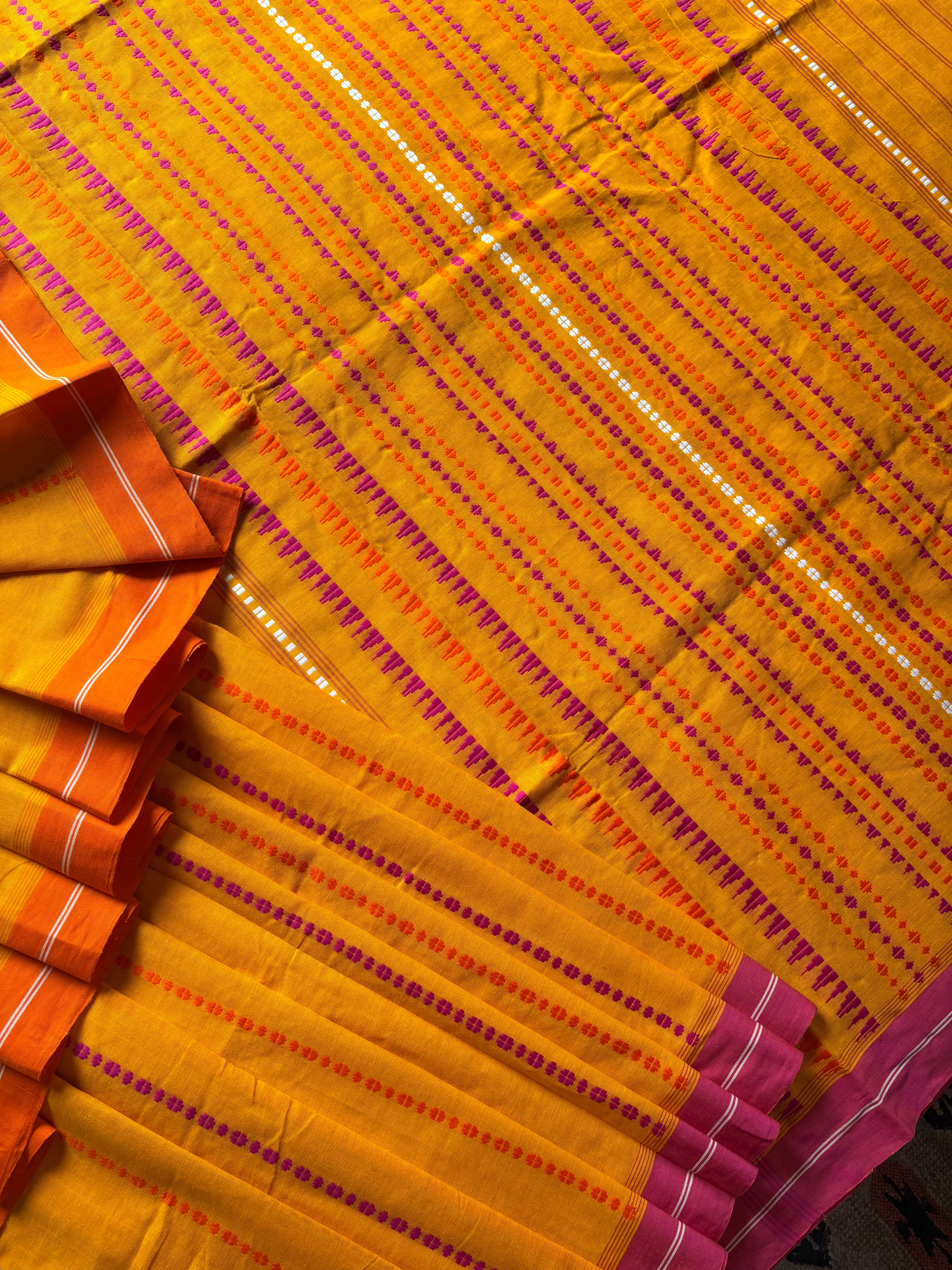 Handwoven Yellow Colour Begampuri Saree