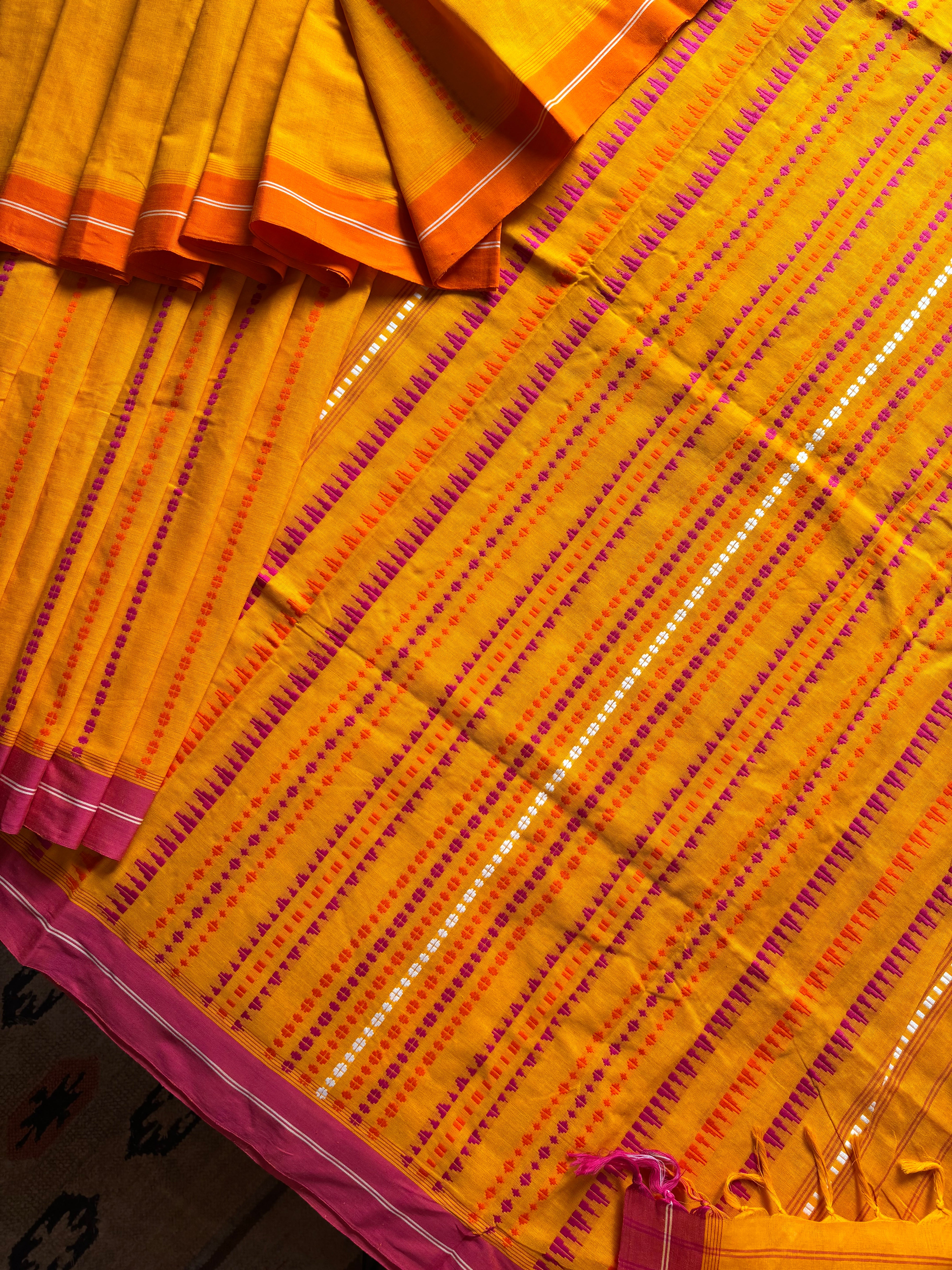 Handwoven Yellow Colour Begampuri Saree