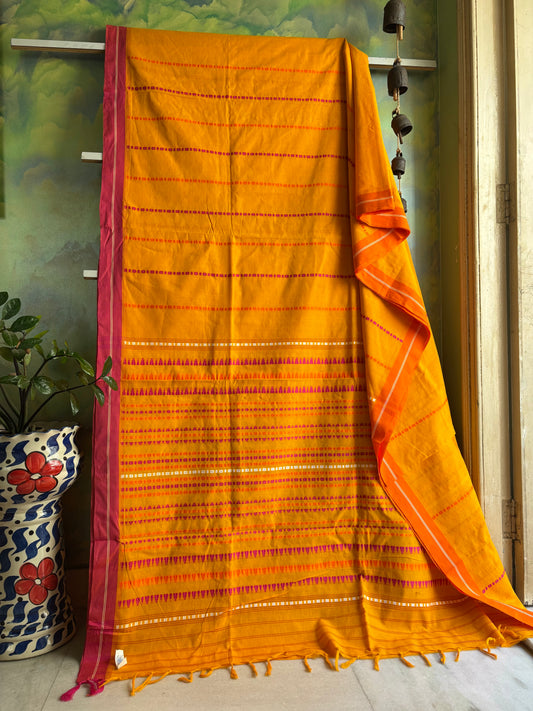 Handwoven Yellow Colour Begampuri Saree