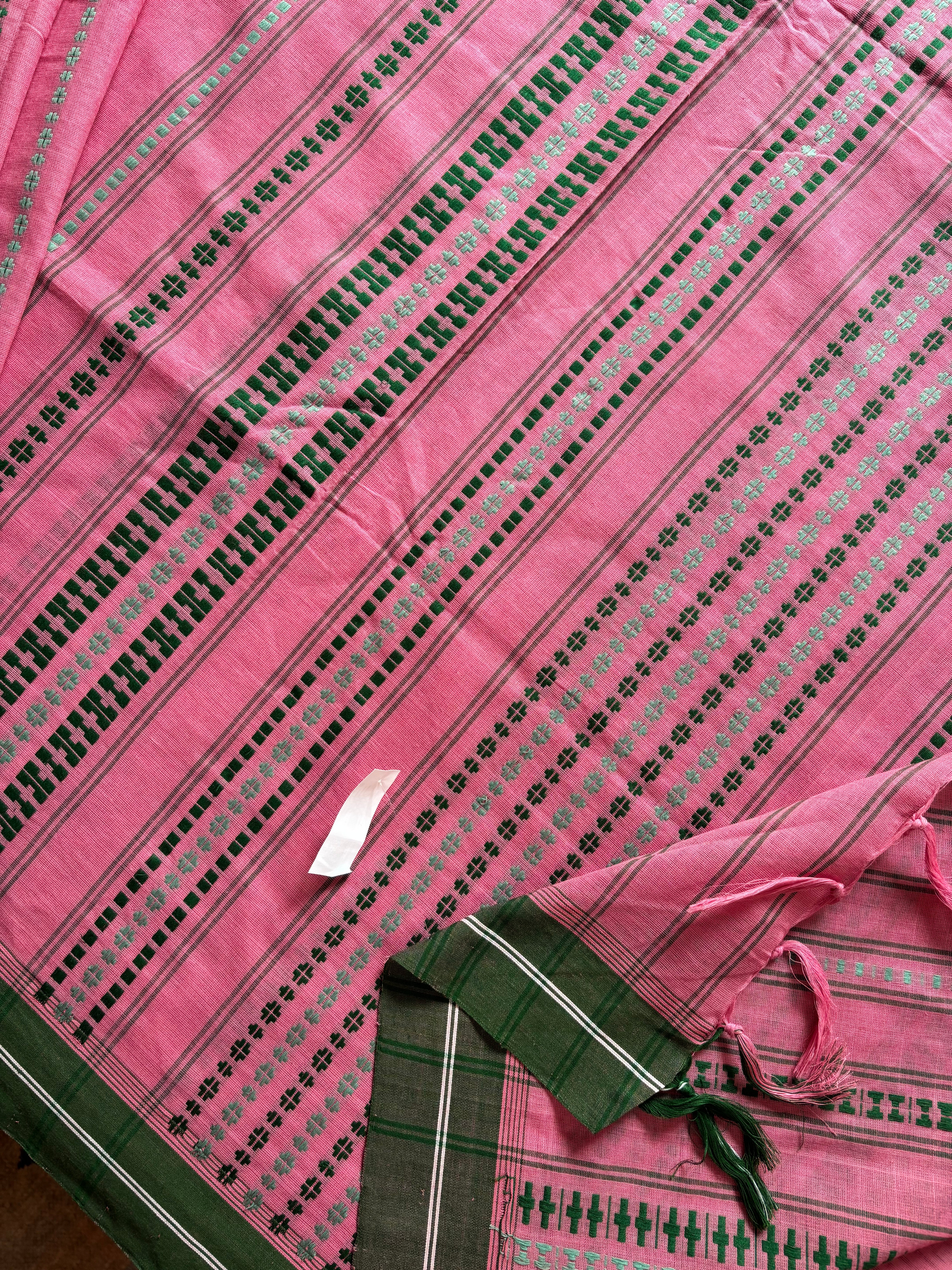 Handwoven Light Peachish Pink Begampuri Cotton Saree