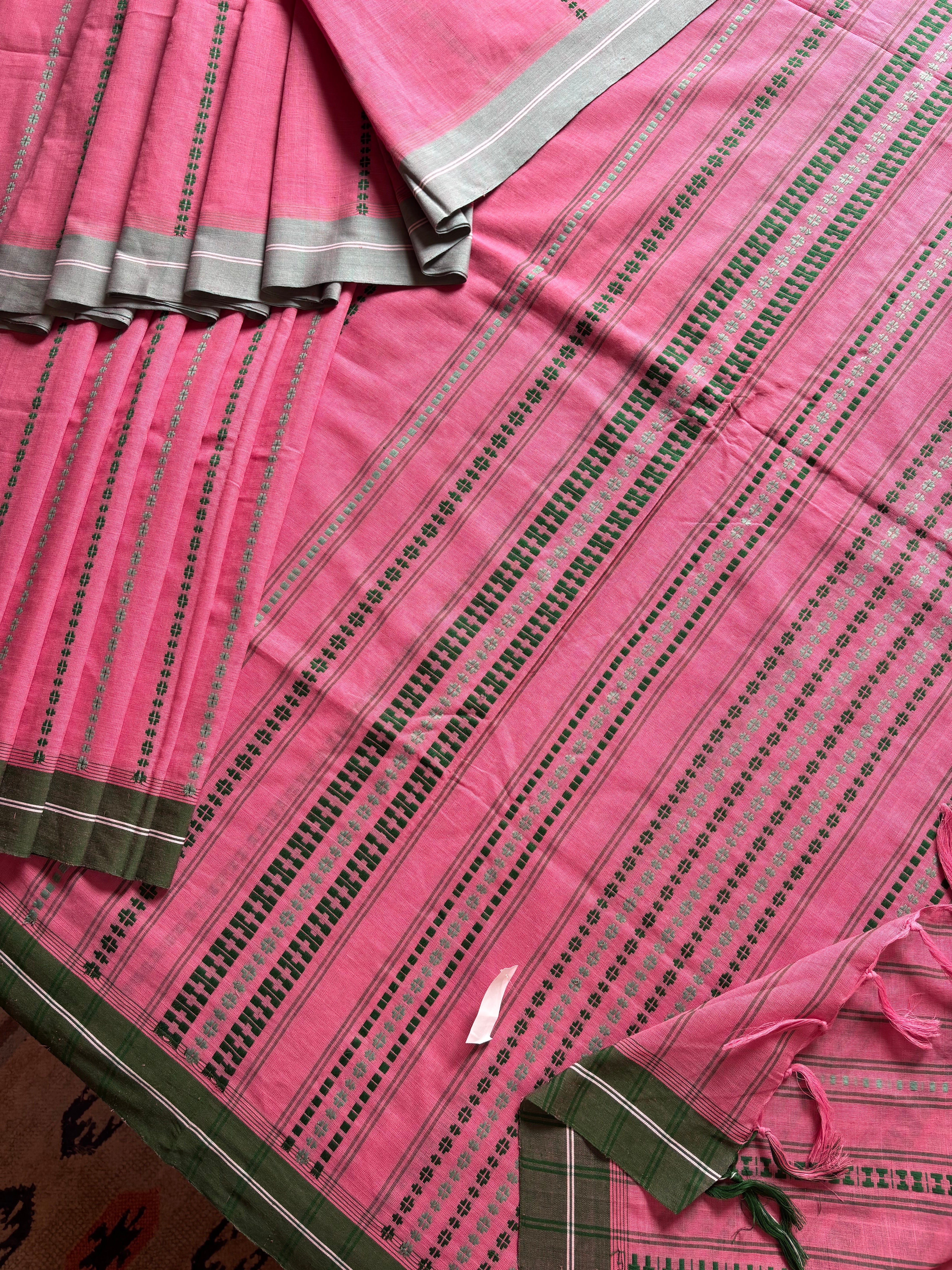 Handwoven Light Peachish Pink Begampuri Cotton Saree