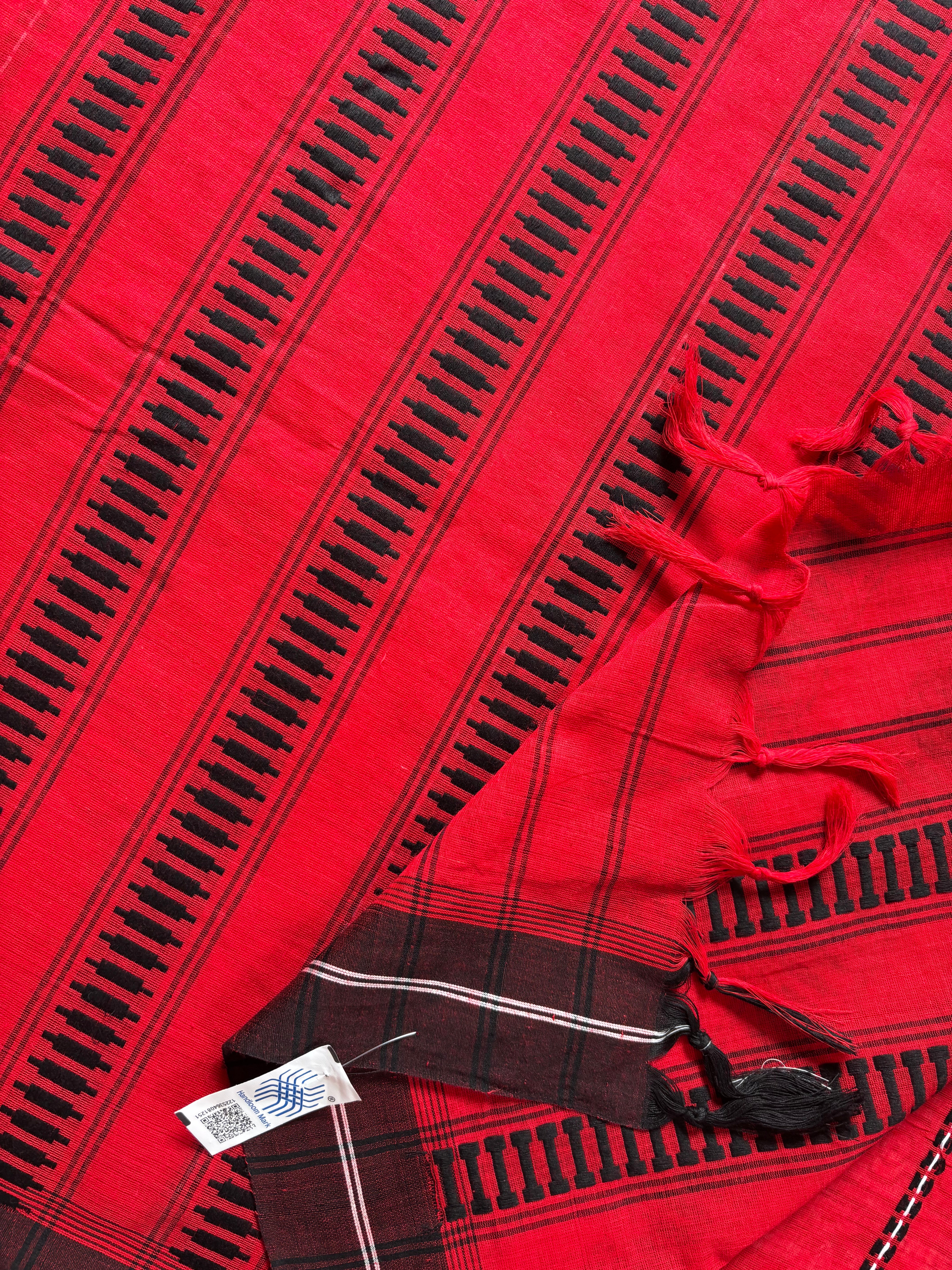 Handwoven Red Colour Begampuri Saree