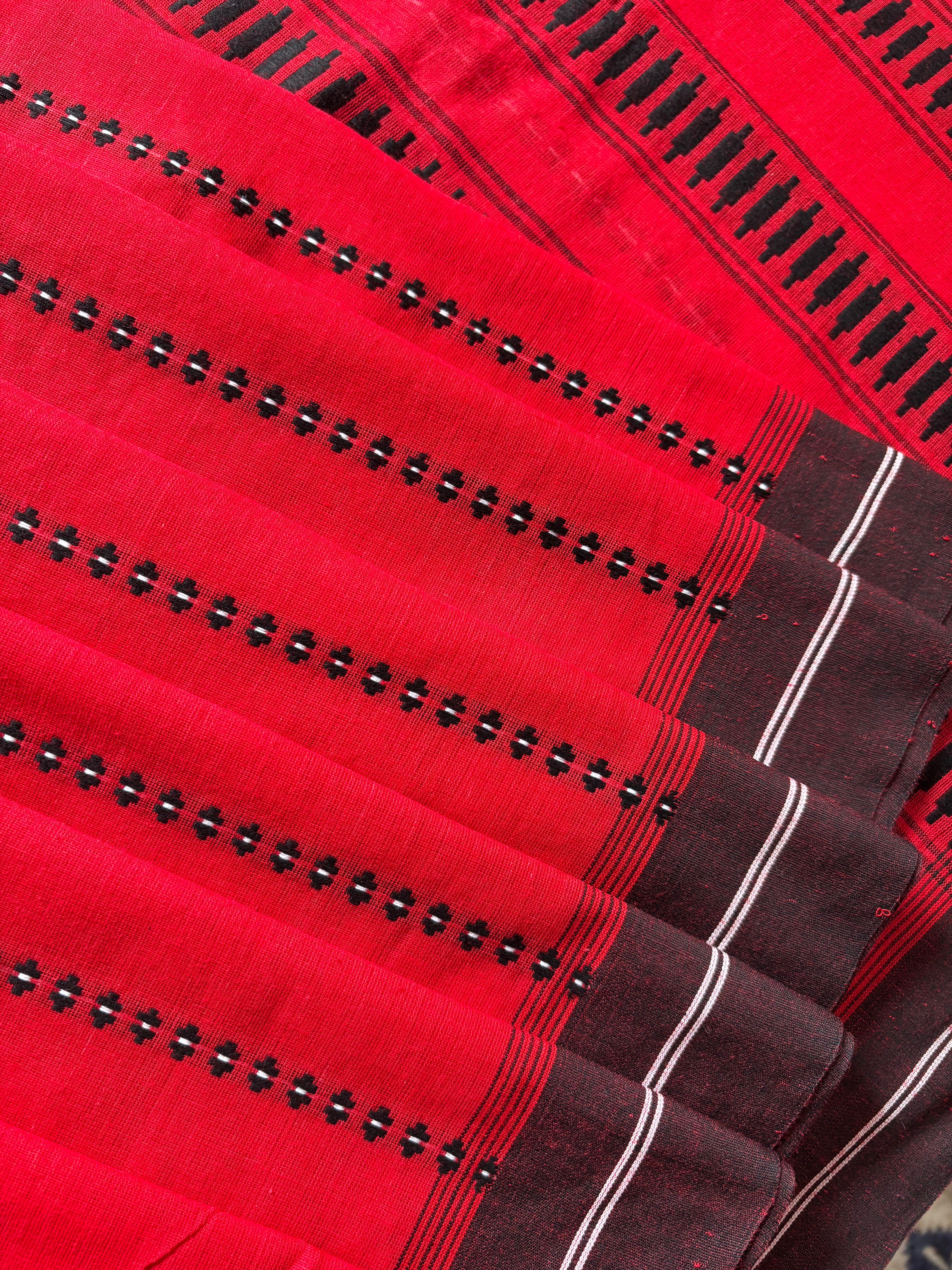 Handwoven Red Colour Begampuri Saree