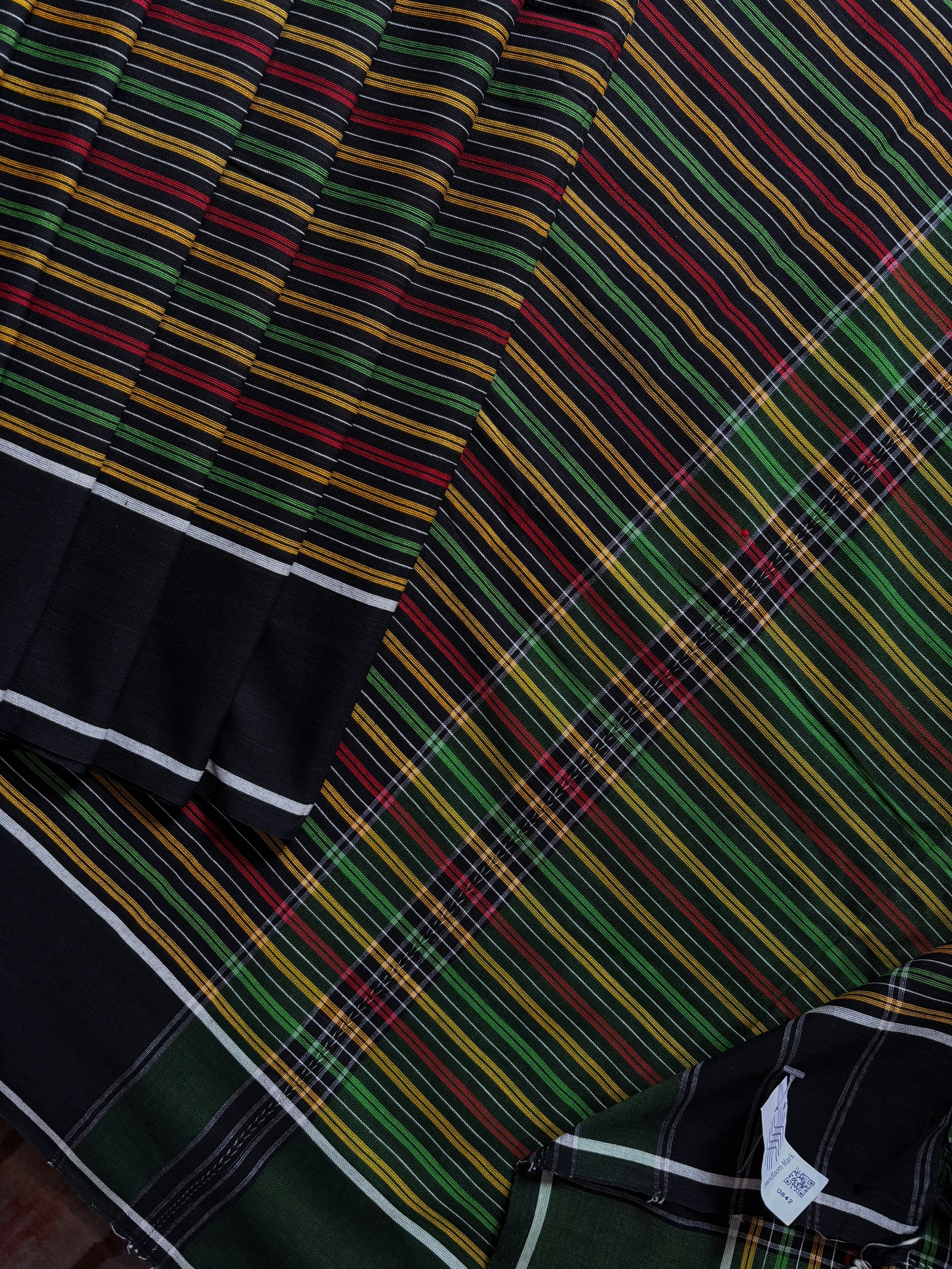 Handwoven Black Multicolour Begampuri Cotton Saree