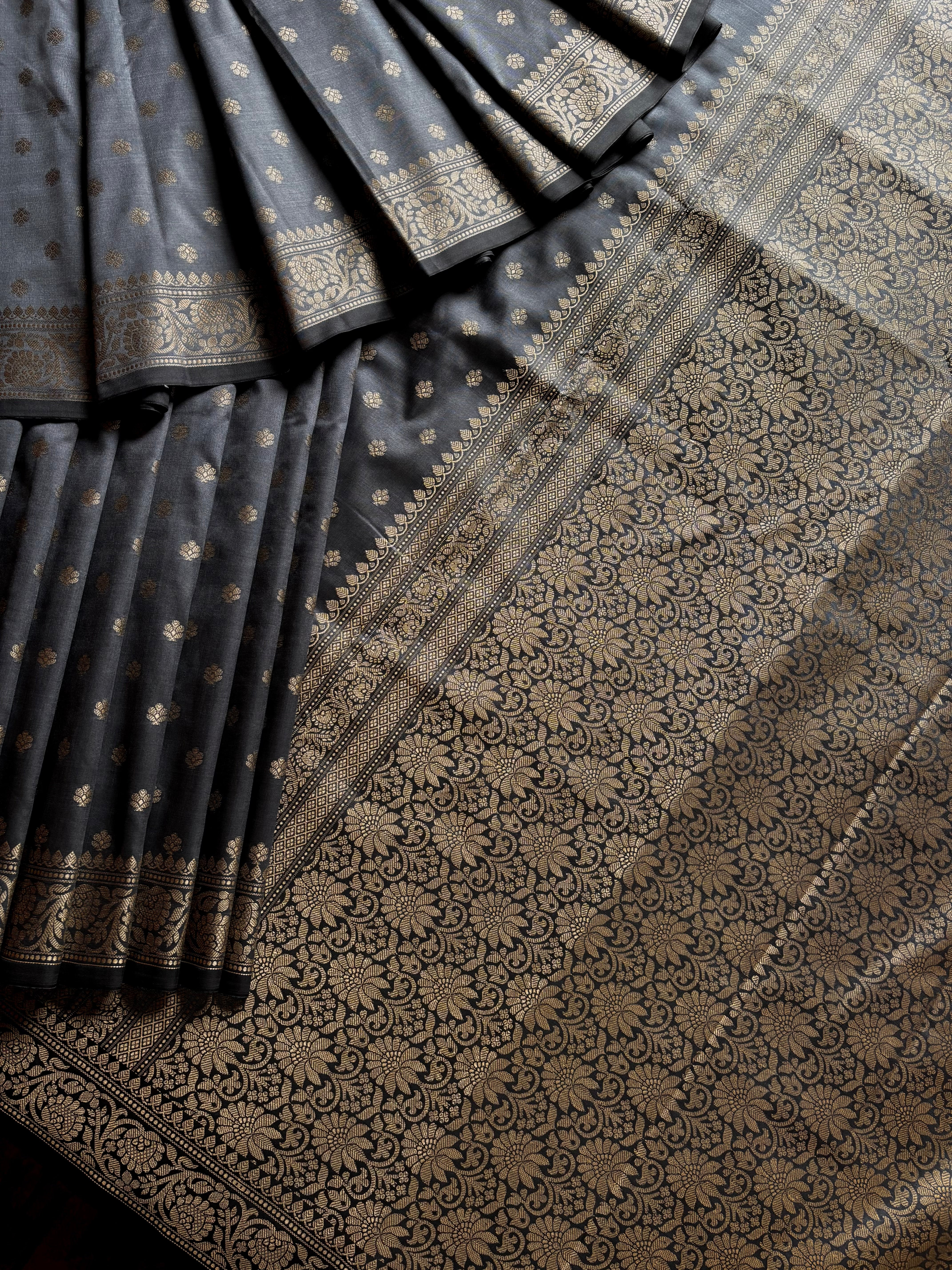 Grey Colour Semi Katan Saree