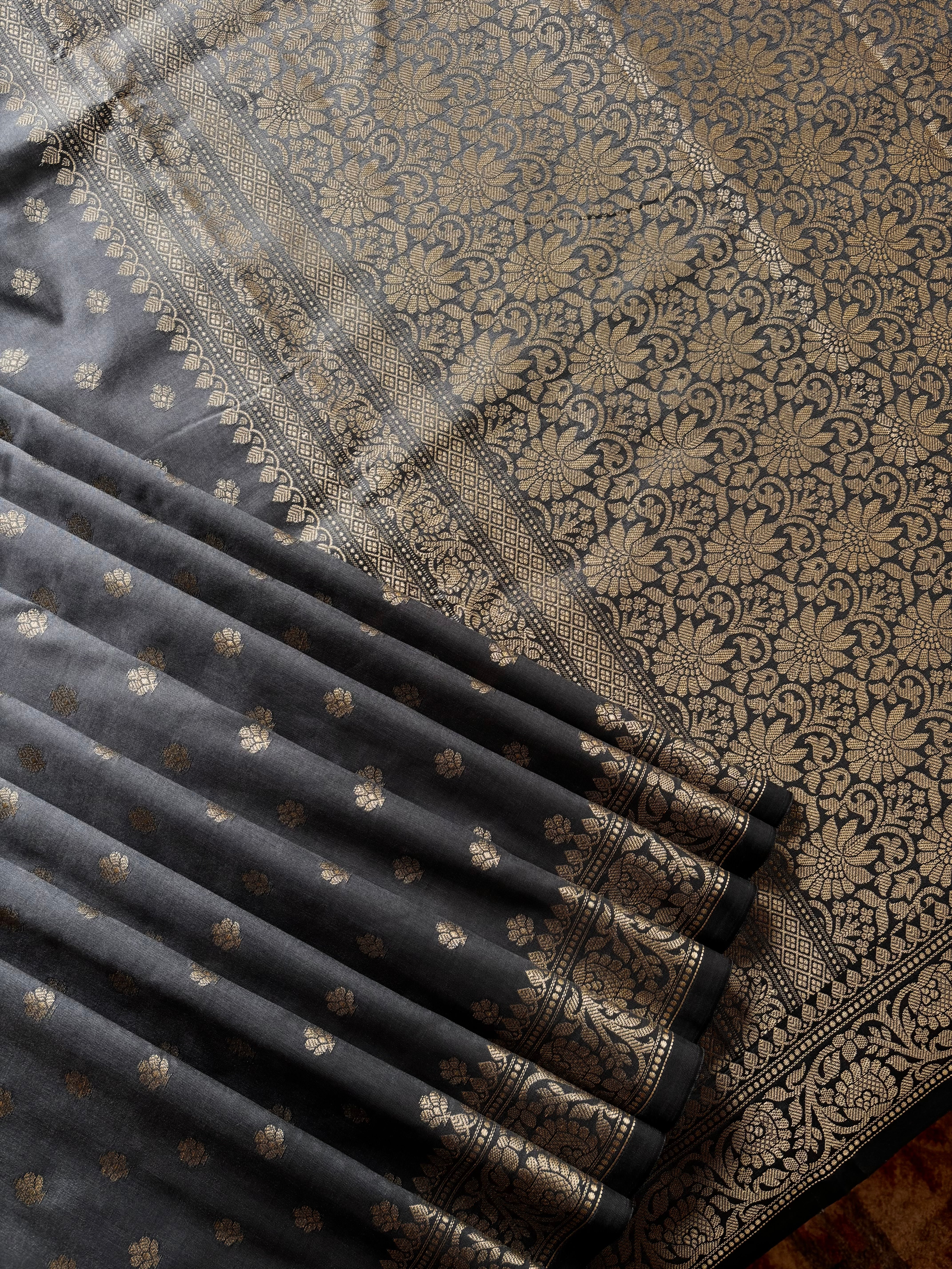 Grey Colour Semi Katan Saree