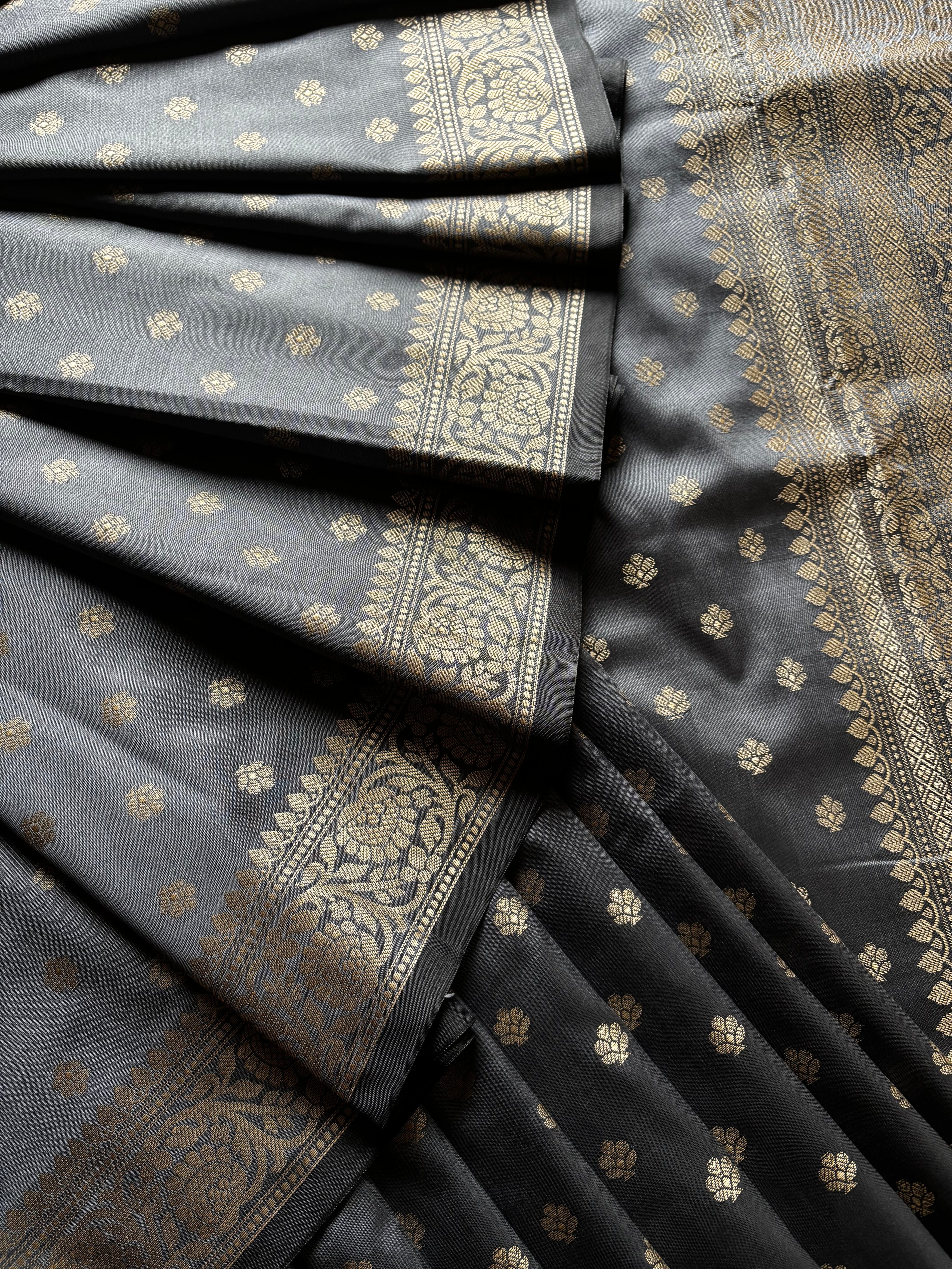 Grey Colour Semi Katan Saree