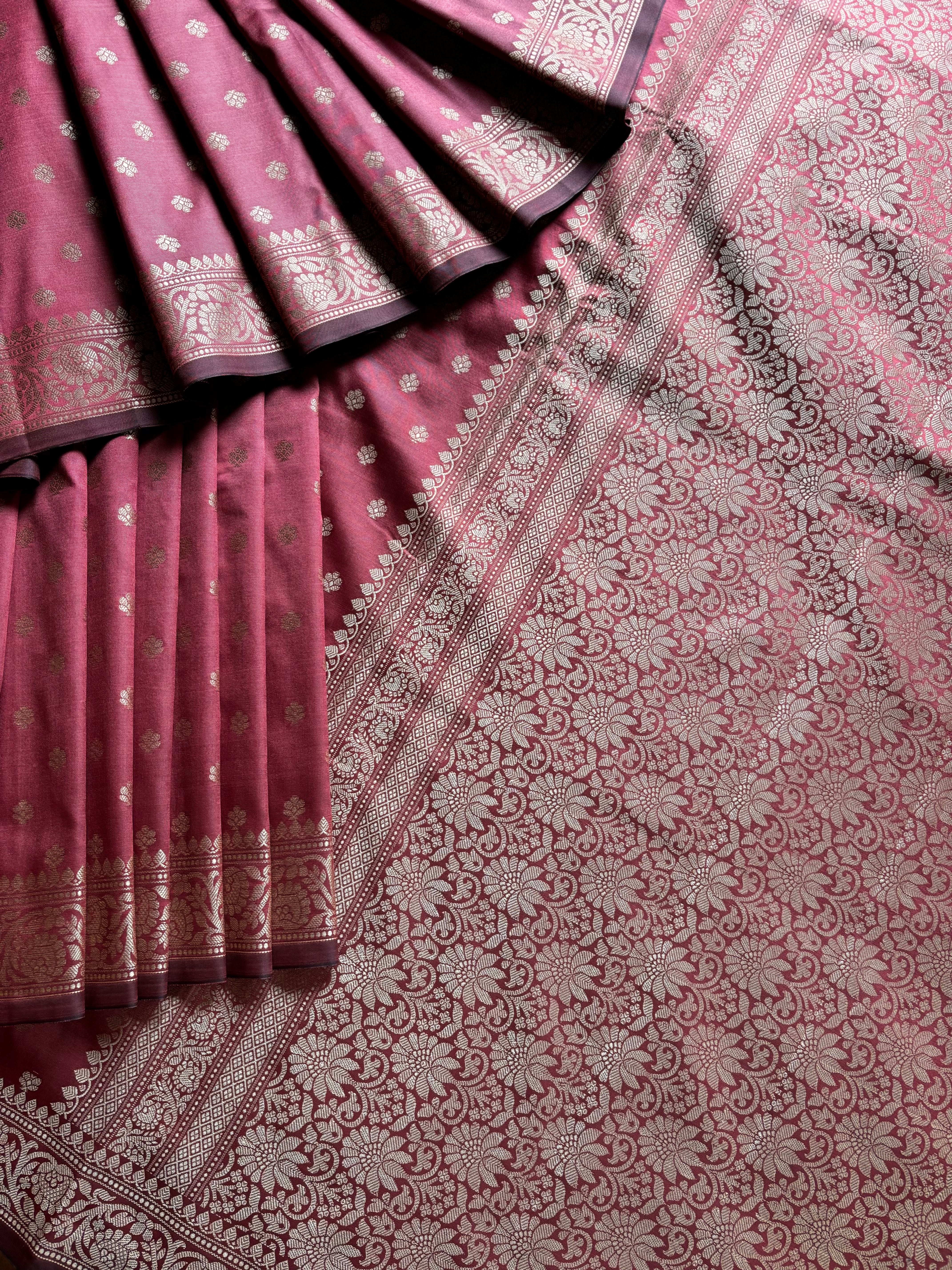 Dusty Pink Shade Semi Katan Saree
