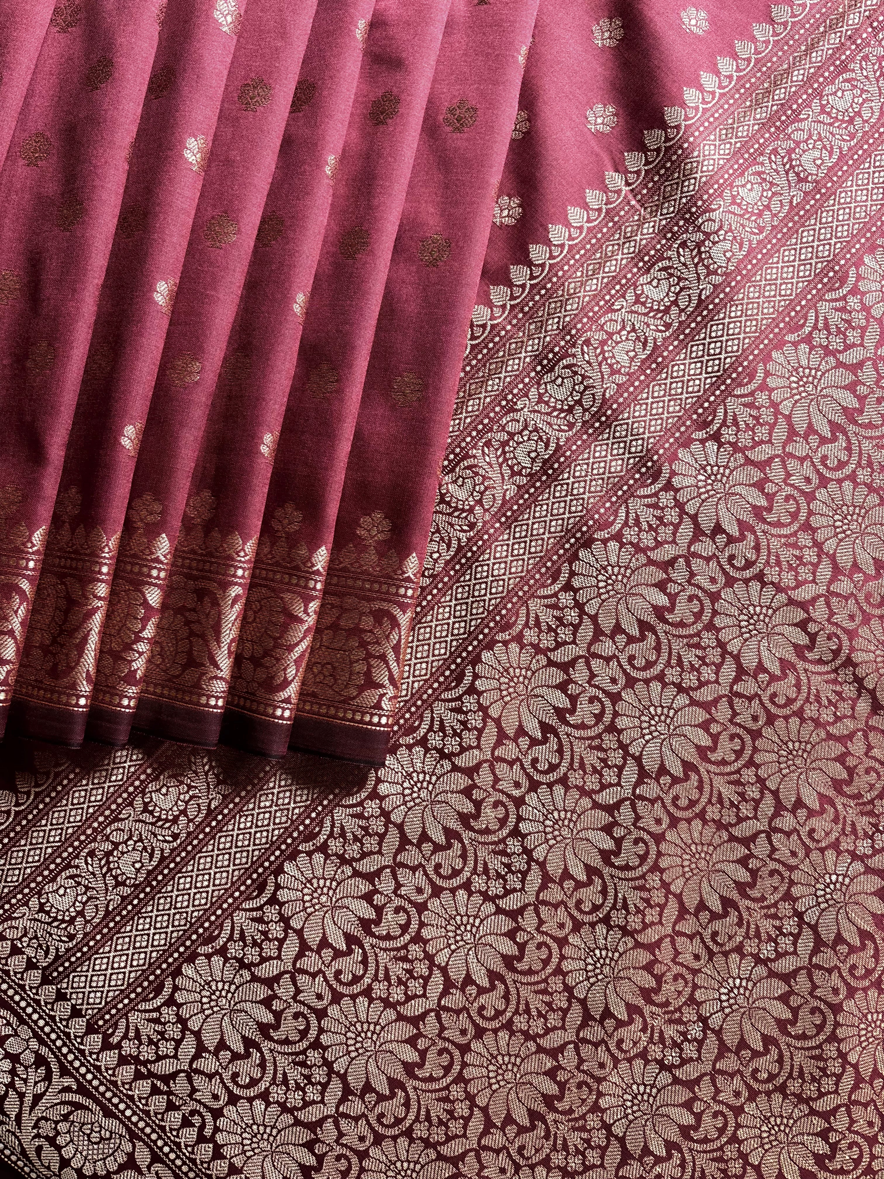Dusty Pink Shade Semi Katan Saree