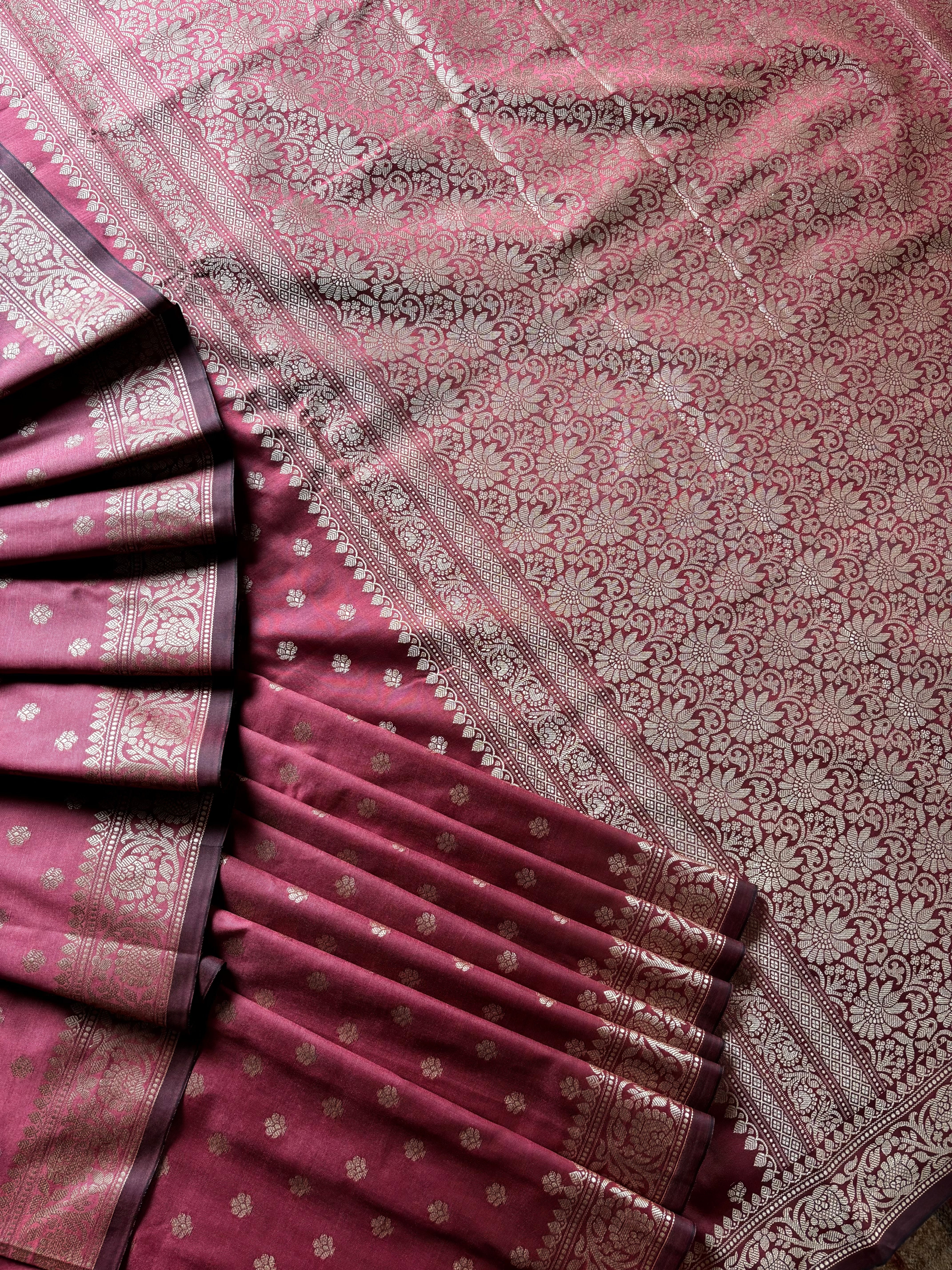 Dusty Pink Shade Semi Katan Saree