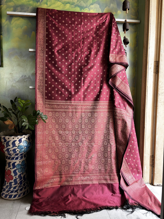 Dusty Pink Shade Semi Katan Saree