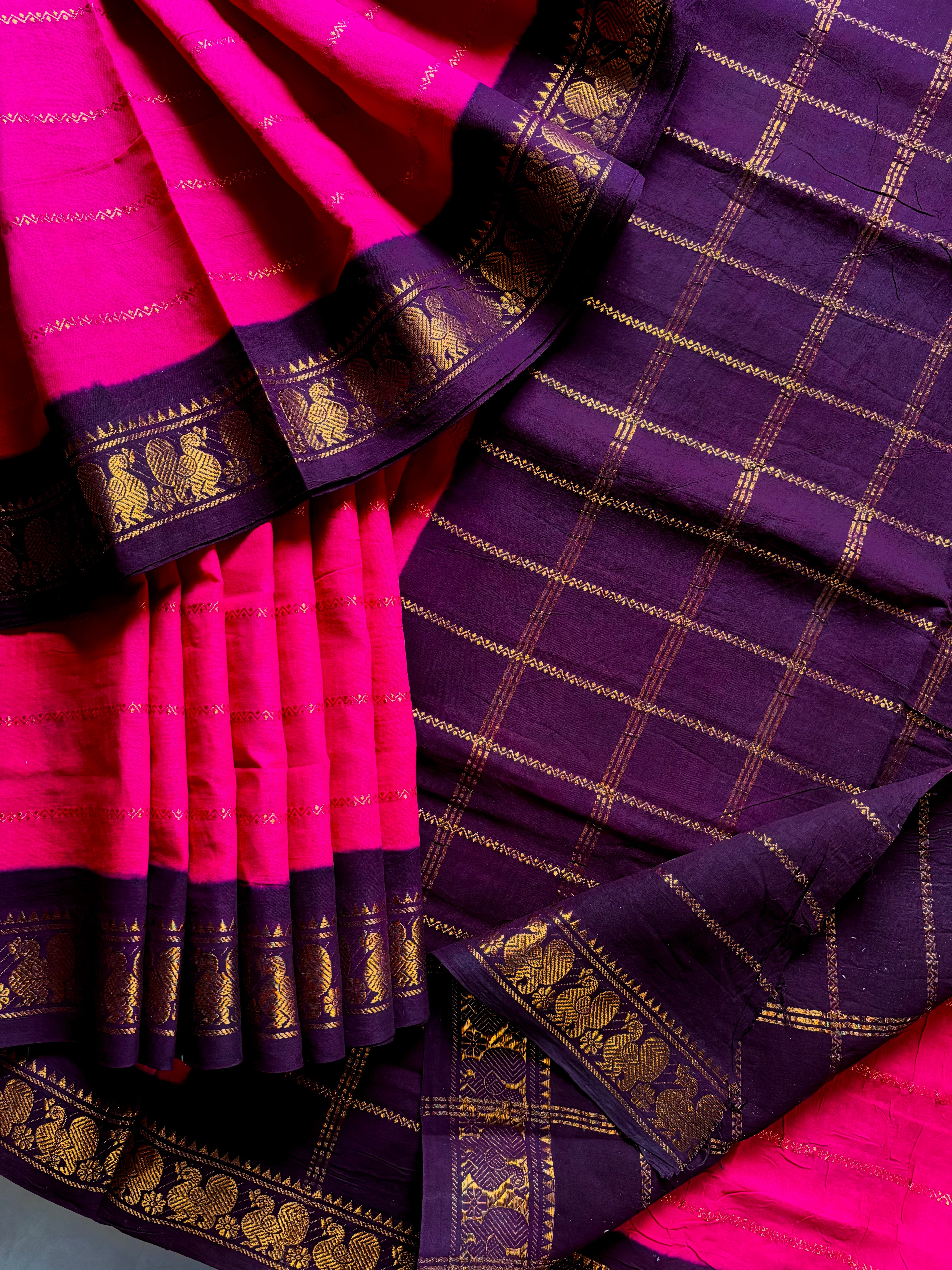Madurai Sungudi Pink Colour Cotton Saree