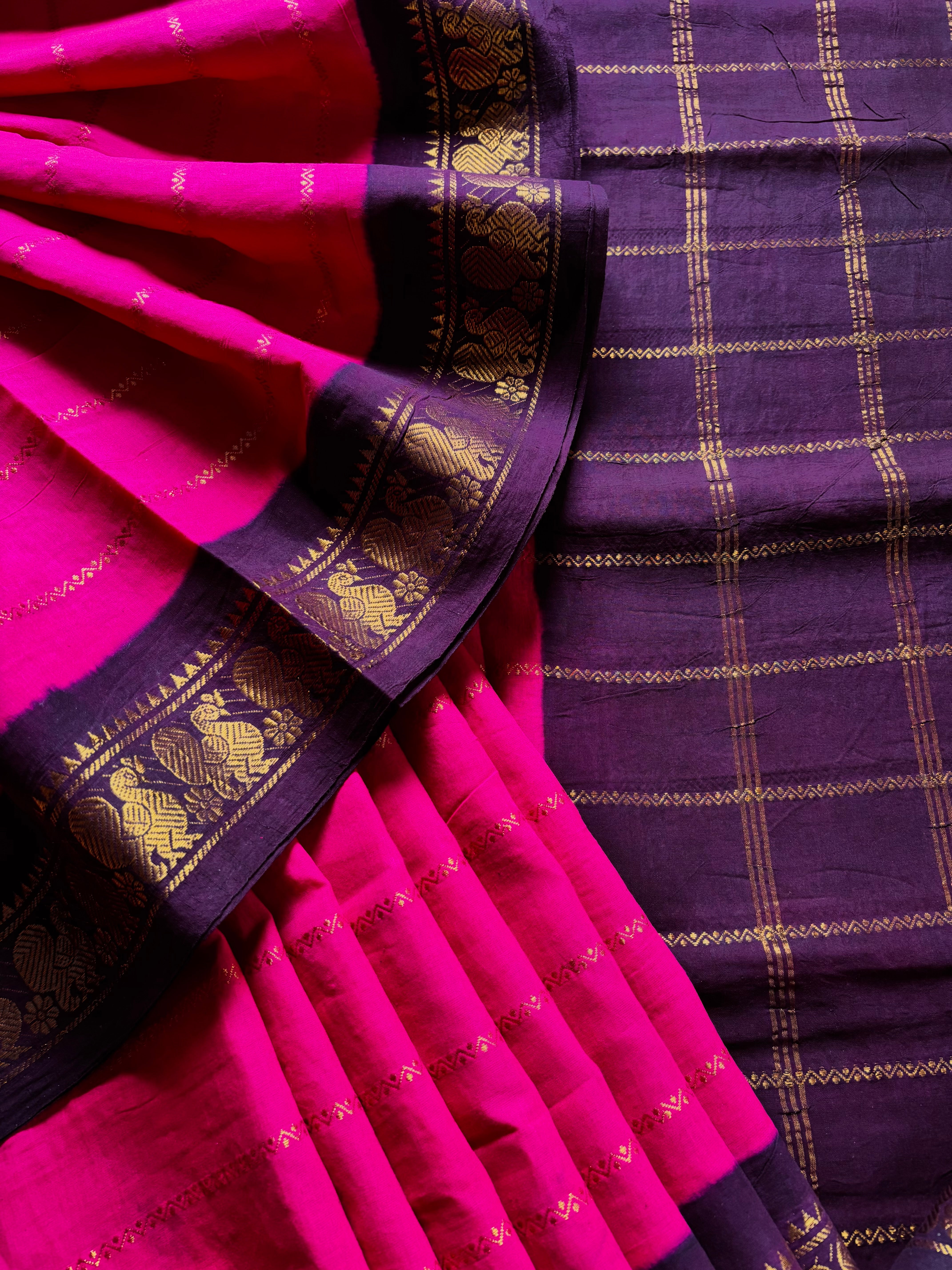 Madurai Sungudi Pink Colour Cotton Saree