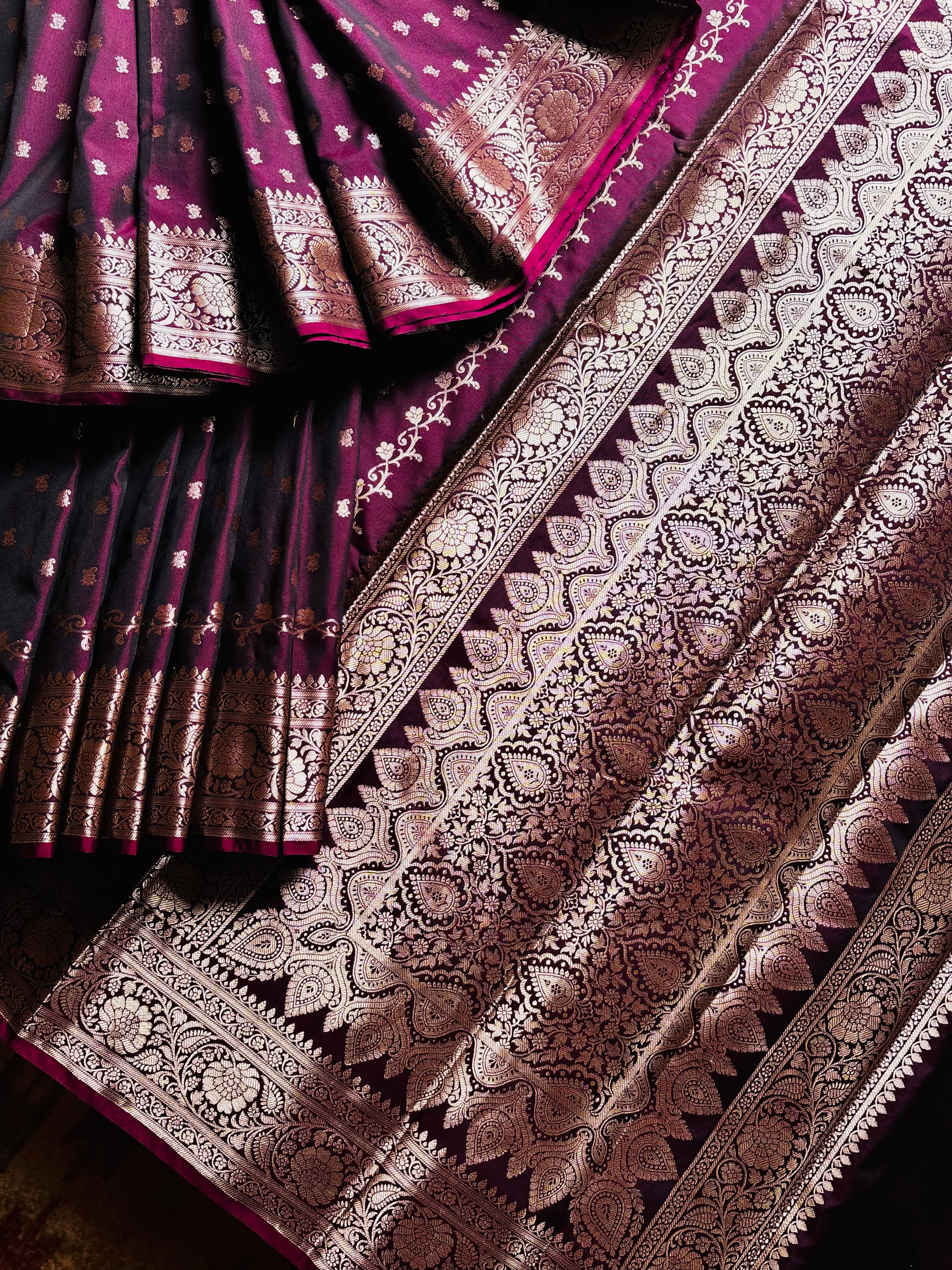 Dark Wine Colour Semi Katan Saree