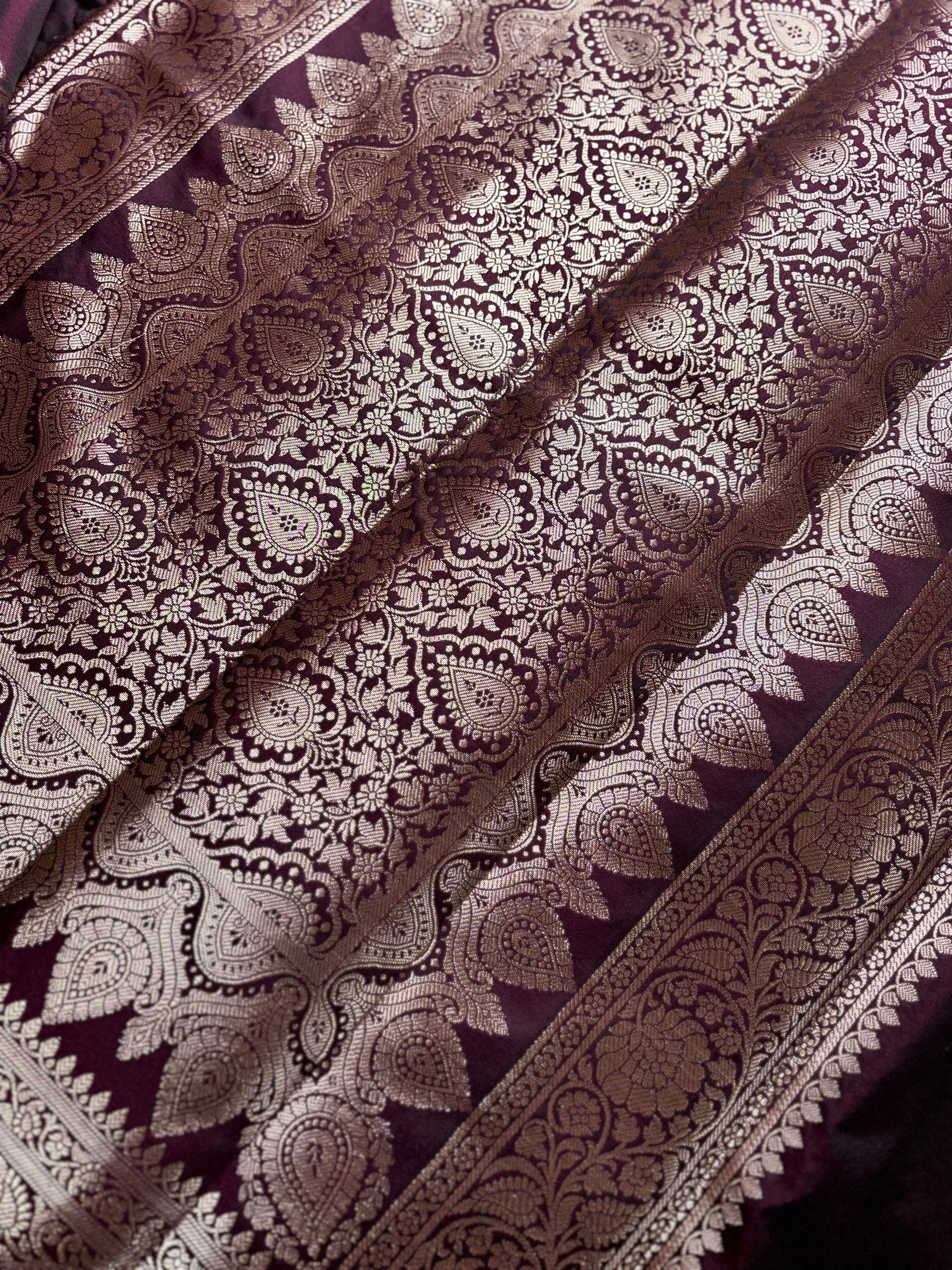 Dark Wine Colour Semi Katan Saree