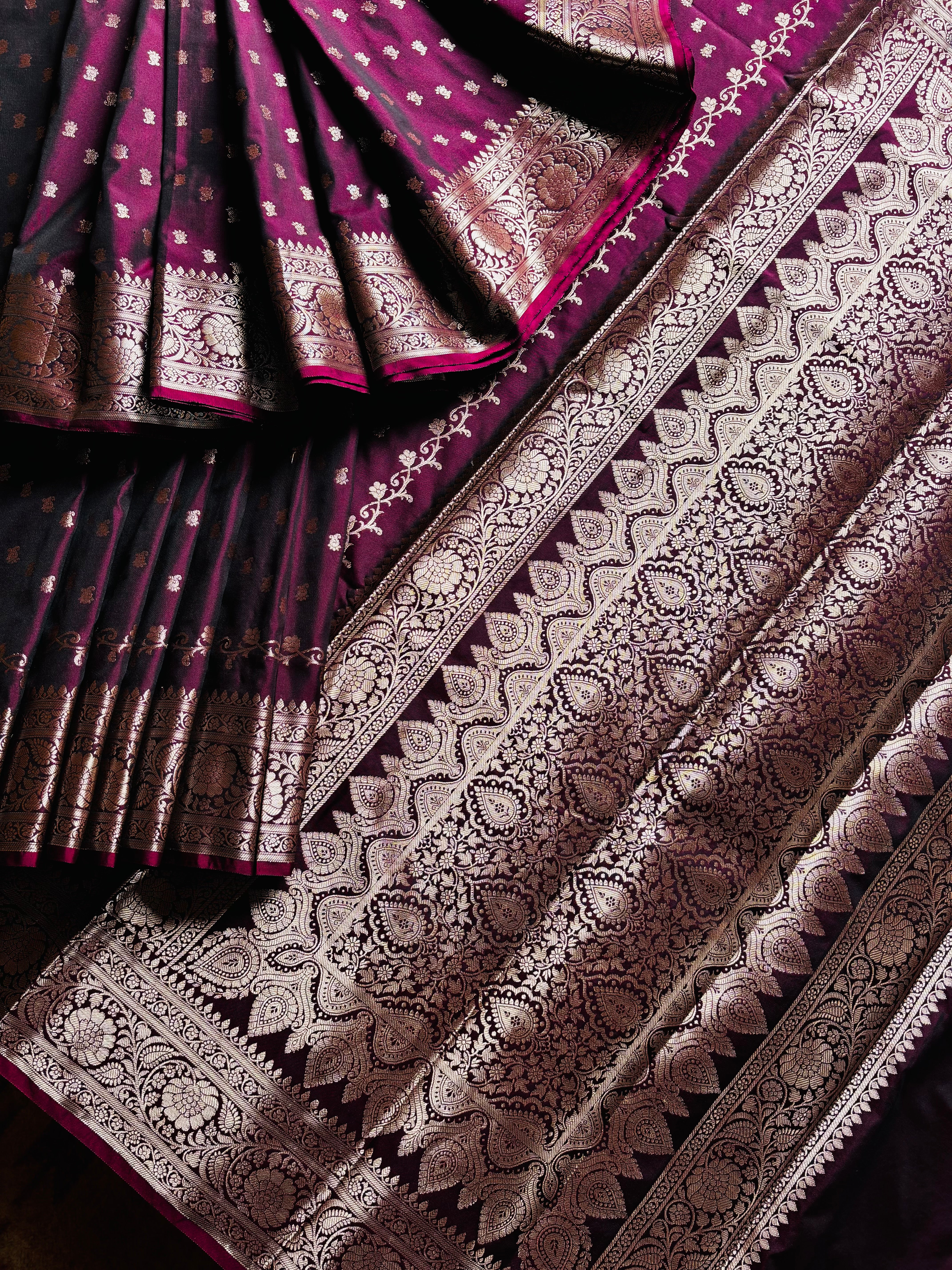 Dark Wine Colour Semi Katan Saree