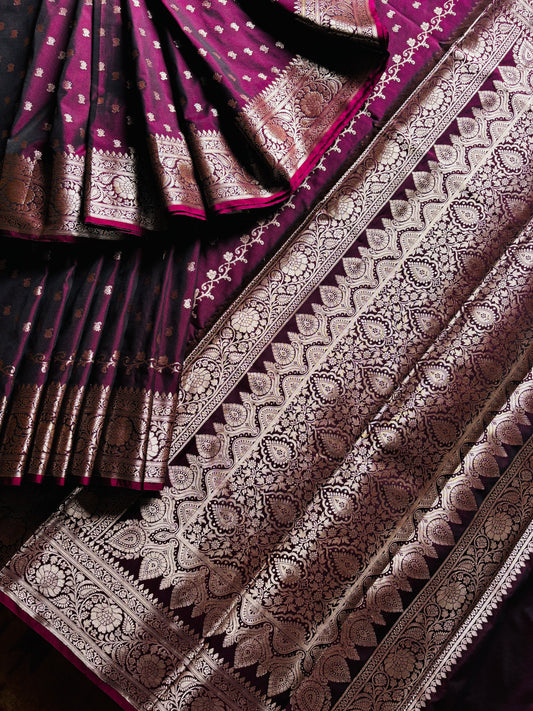 Dark Wine Colour Semi Katan Saree