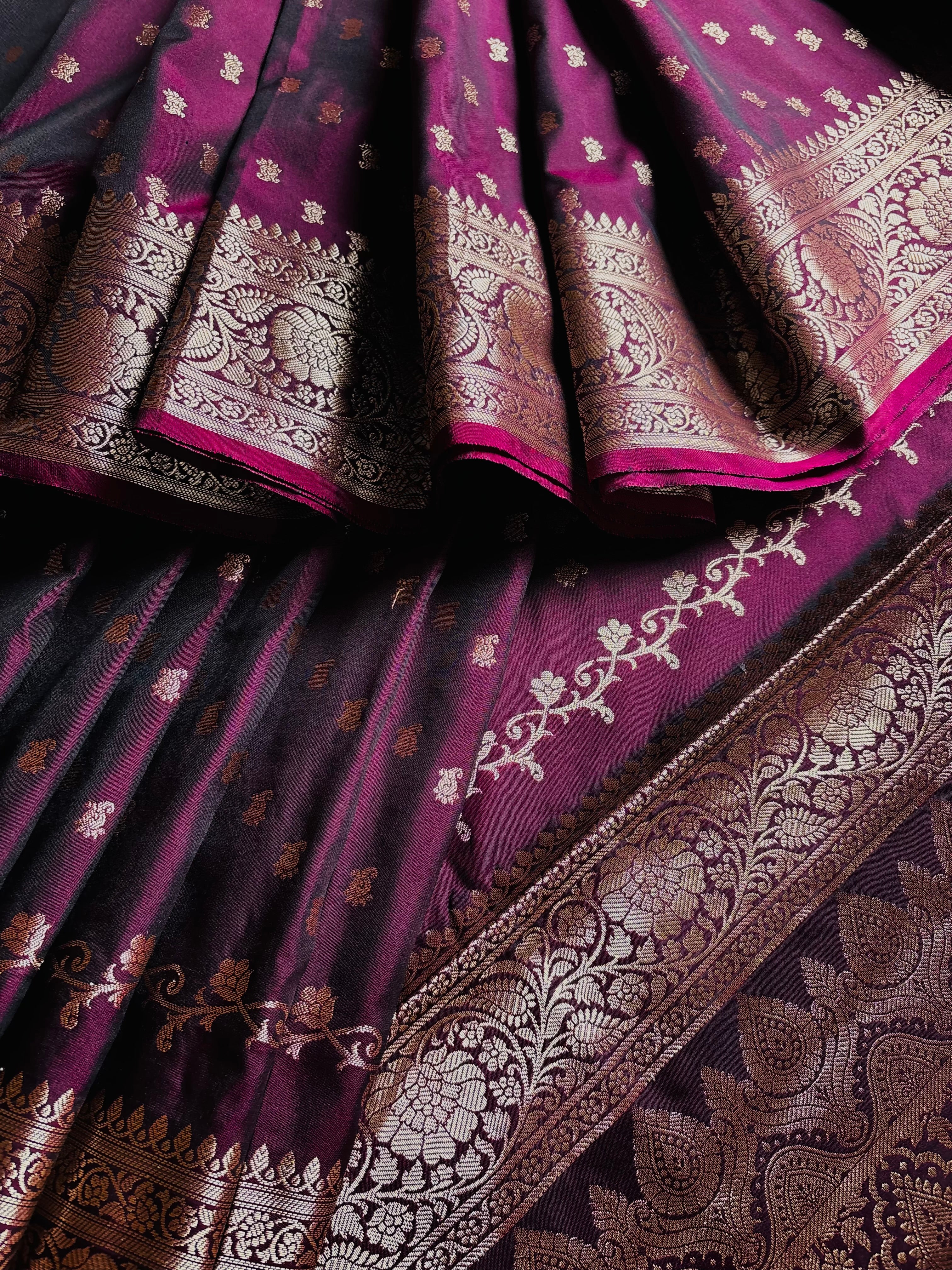 Dark Wine Colour Semi Katan Saree