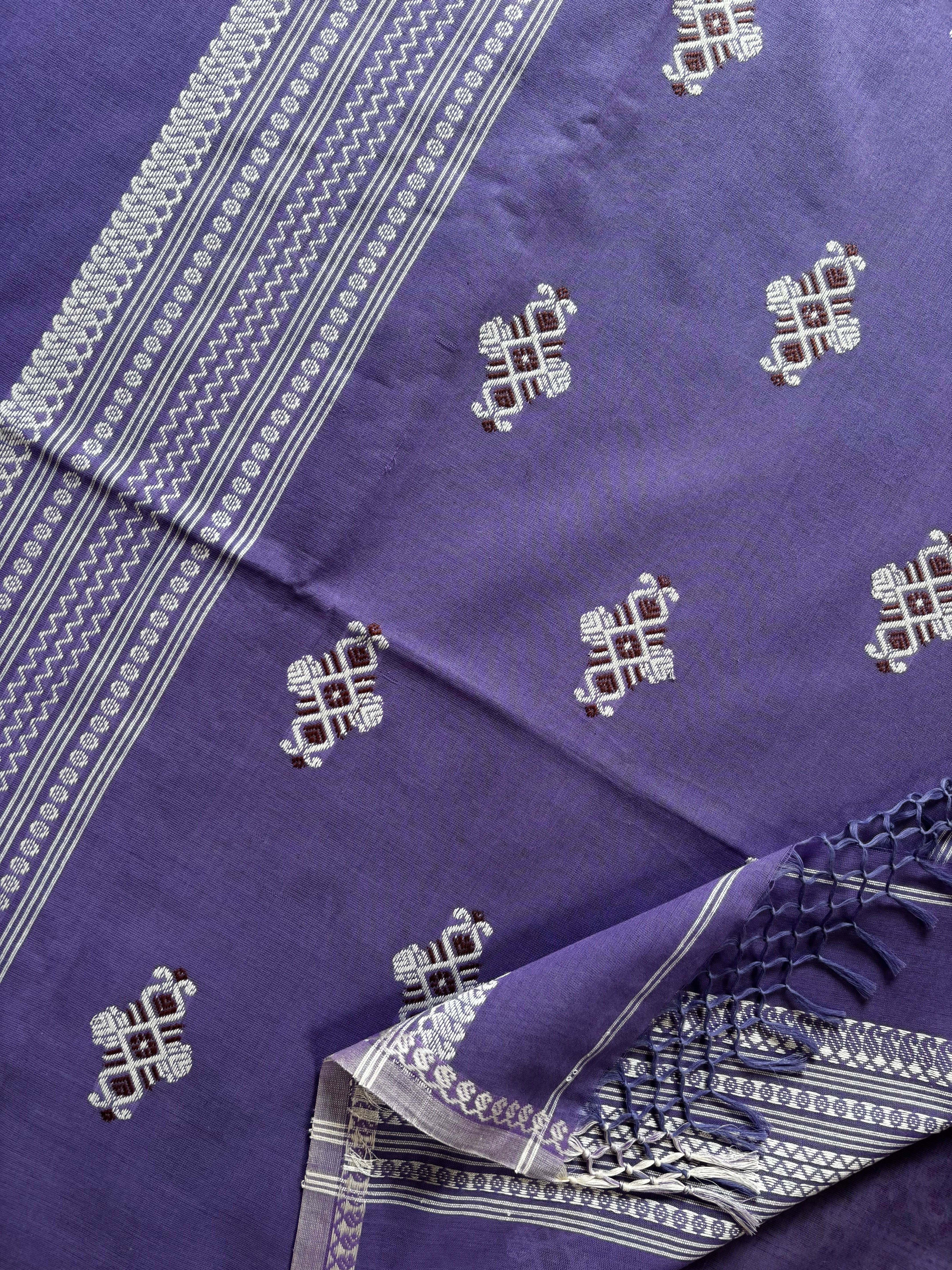 Handwoven Lavender Colour Phulia Cotton Saree