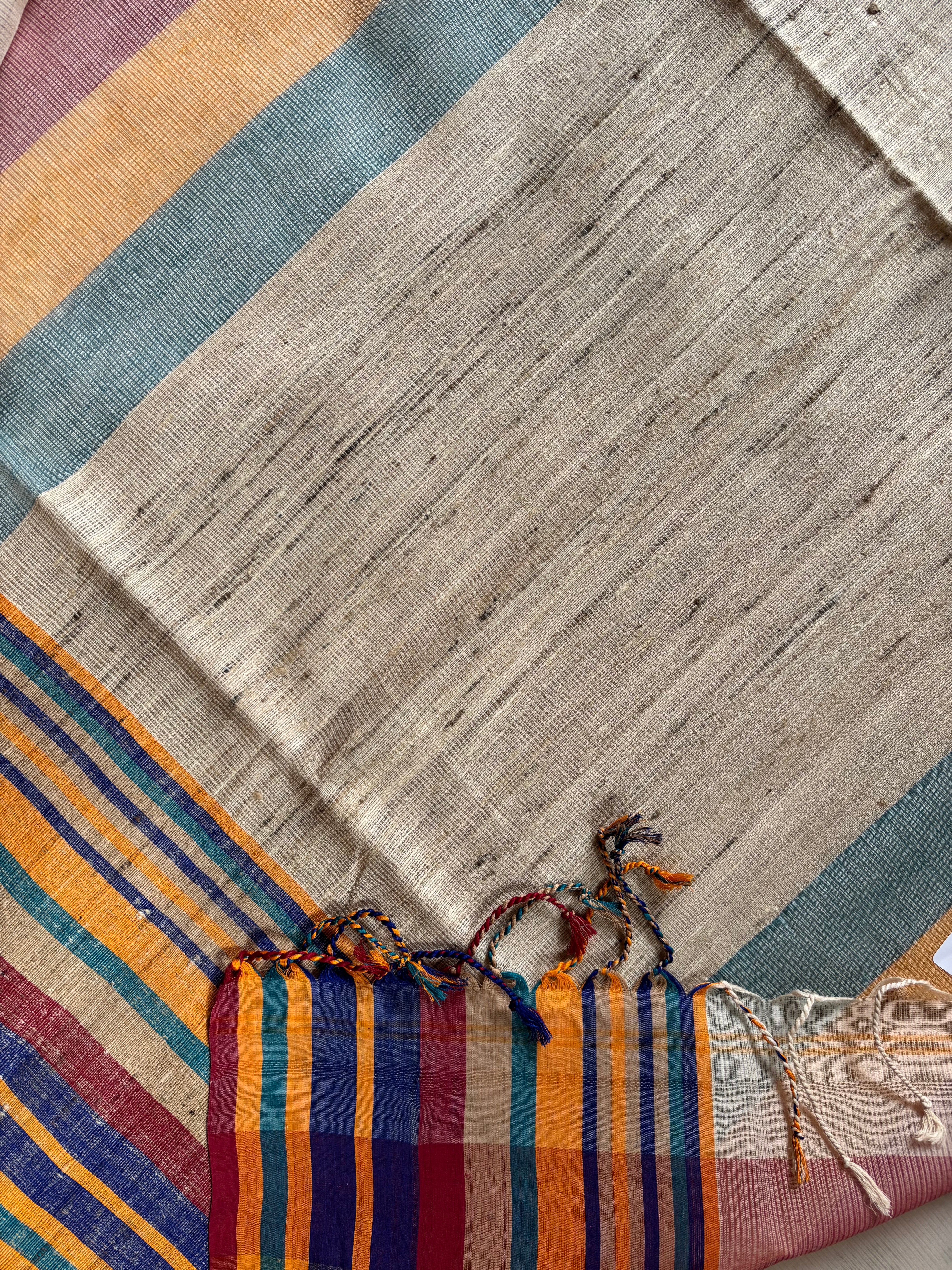 Handwoven Light Beige Colour Phulia Cotton Saree.