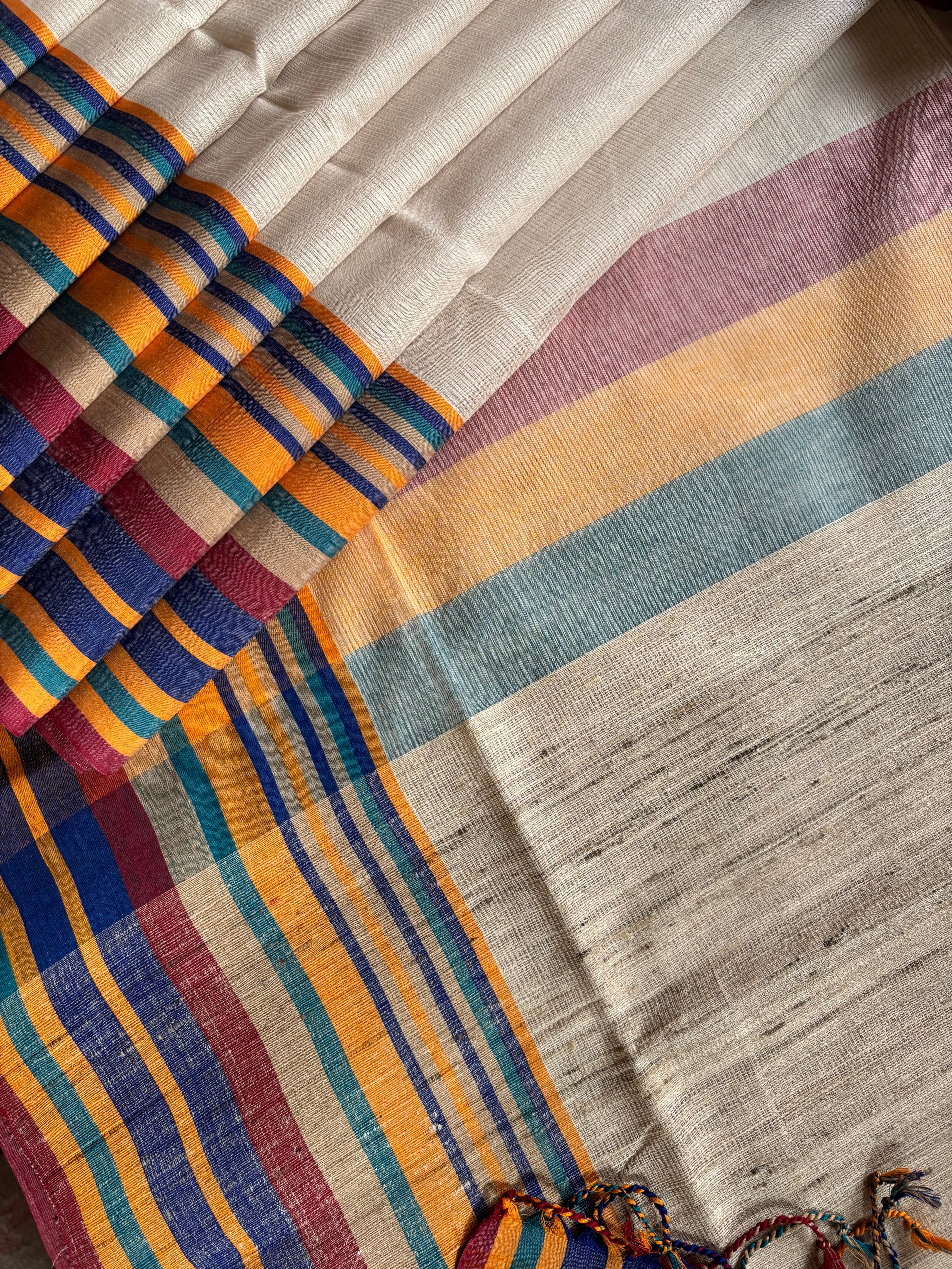 Handwoven Light Beige Colour Phulia Cotton Saree.