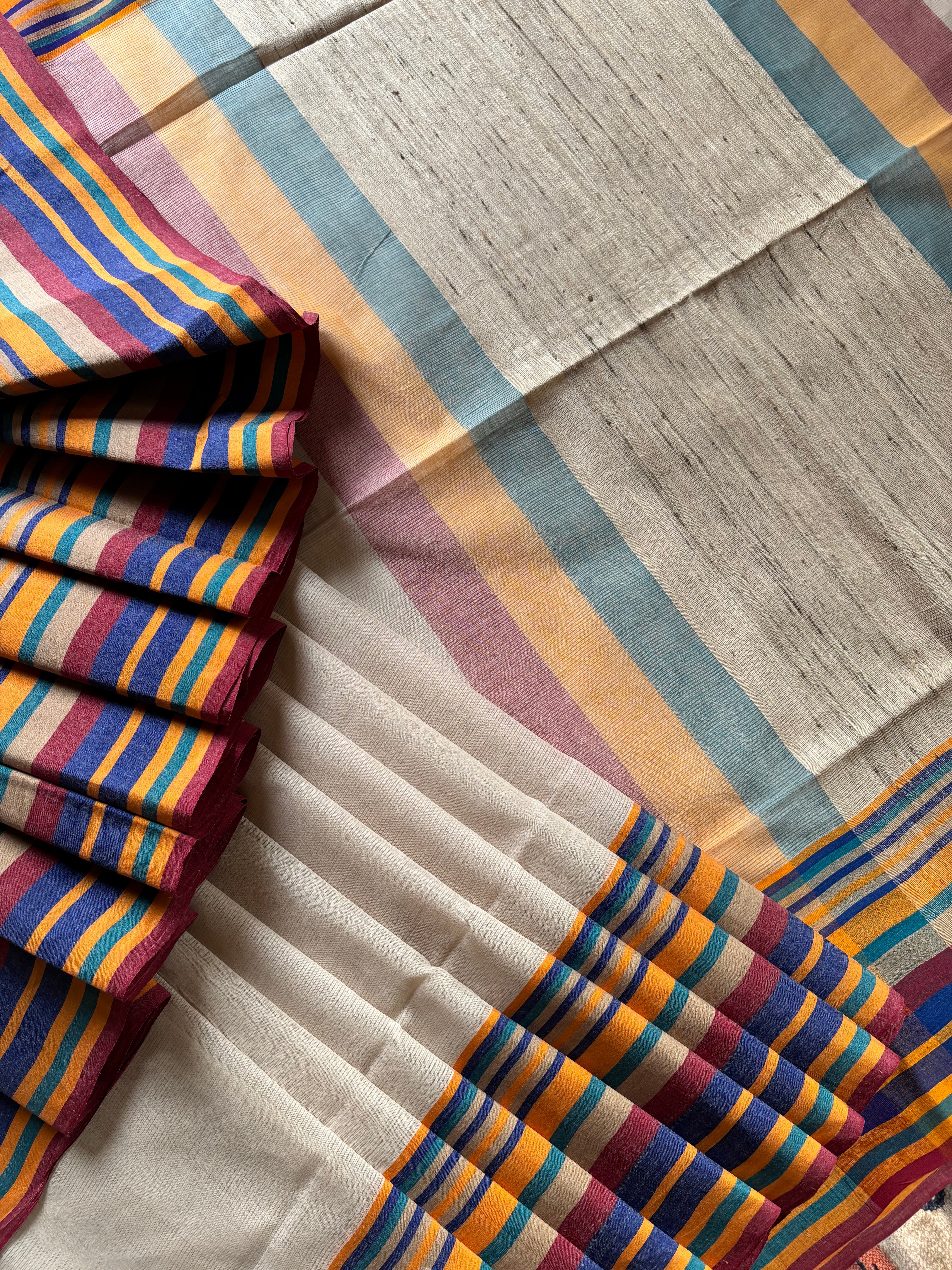 Handwoven Light Beige Colour Phulia Cotton Saree.