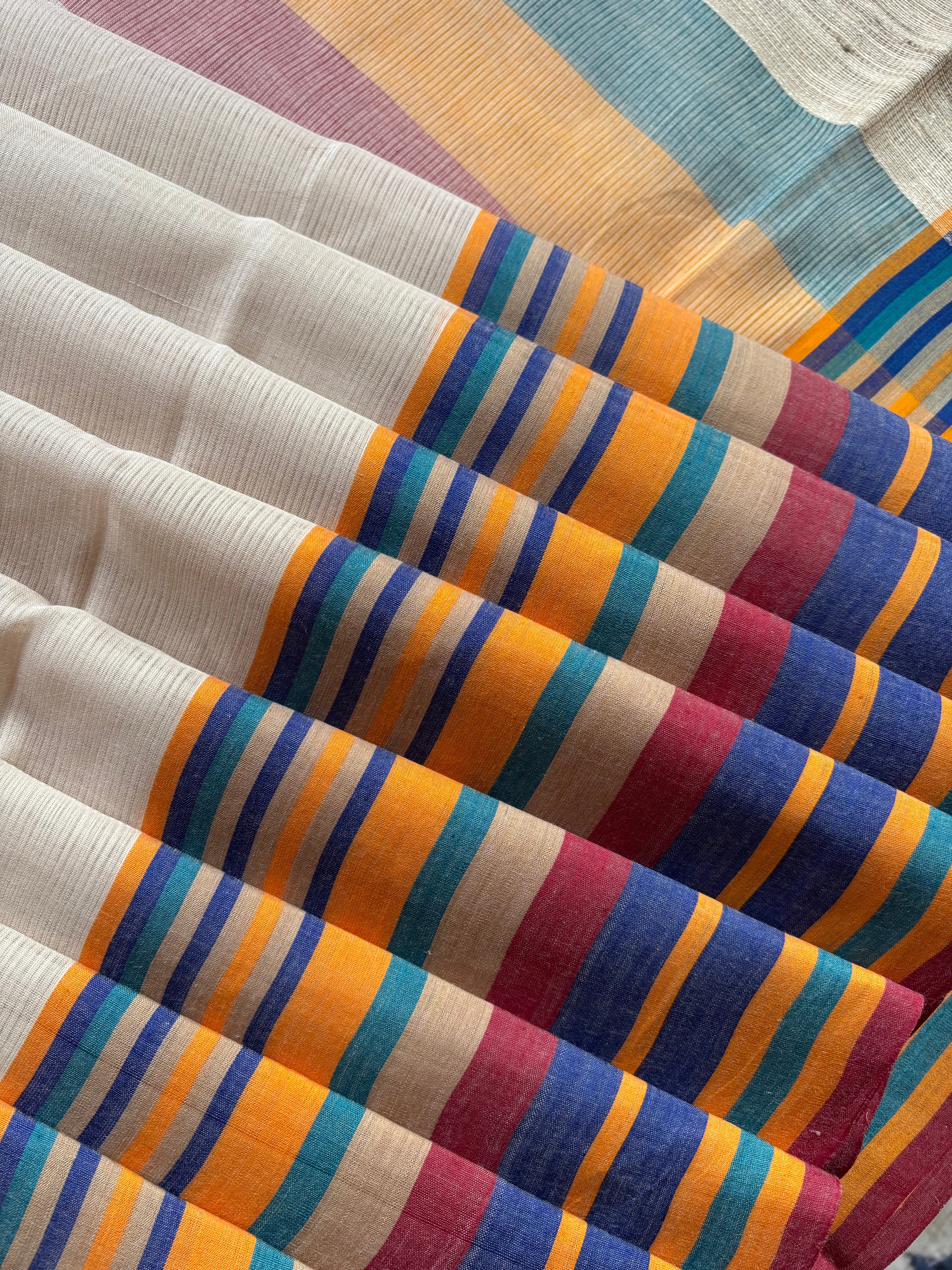 Handwoven Light Beige Colour Phulia Cotton Saree.