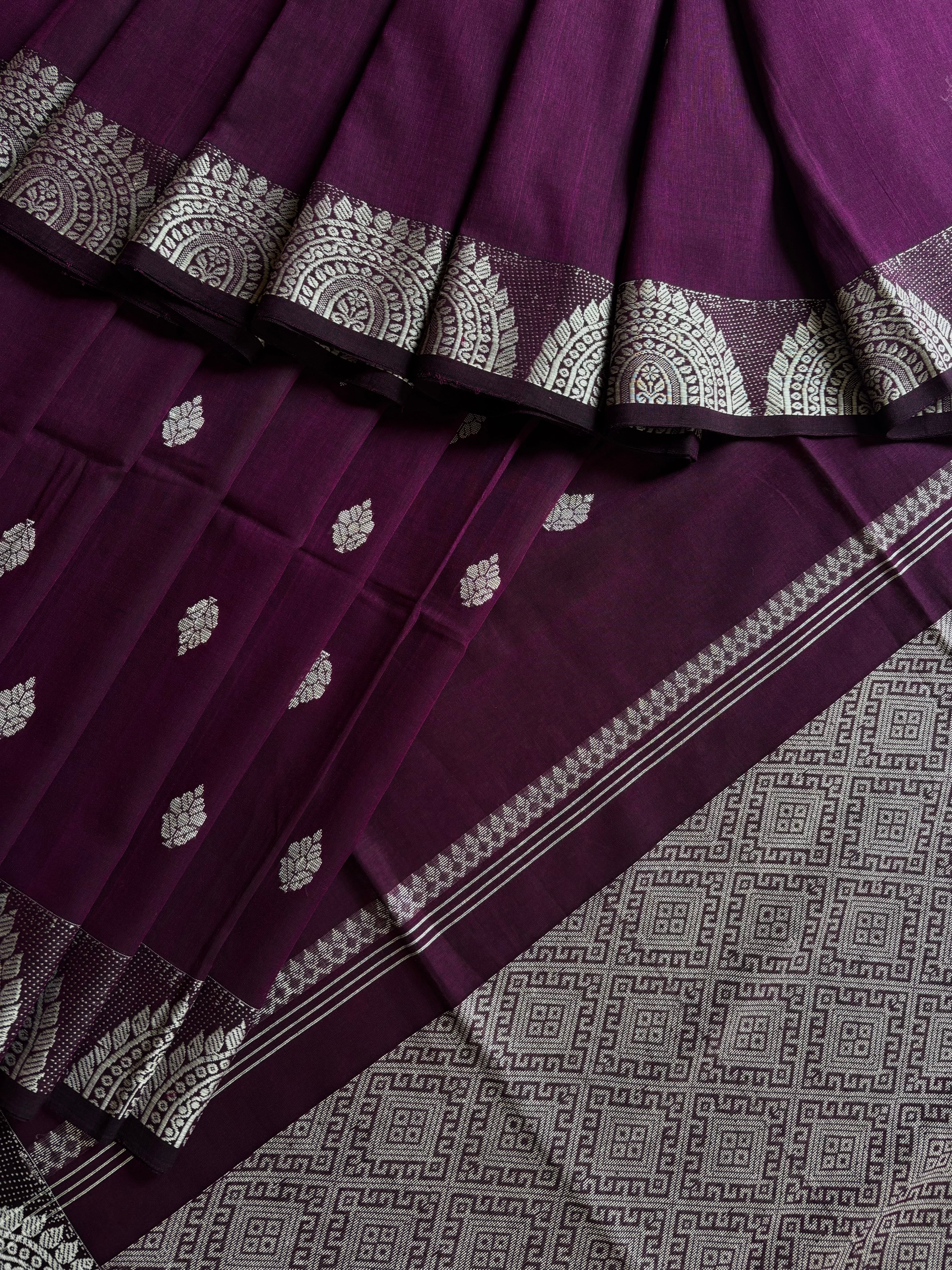 Handwoven Purple Colour Phulia Cotton Saree