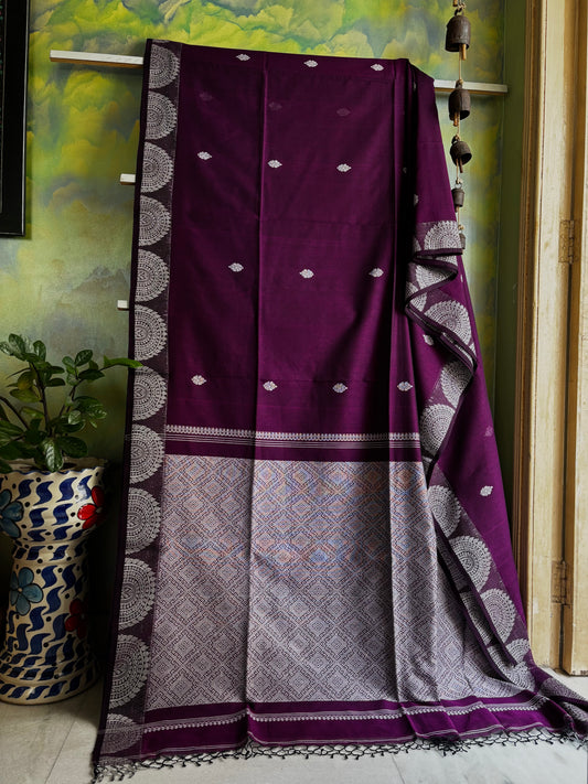 Handwoven Purple Colour Phulia Cotton Saree