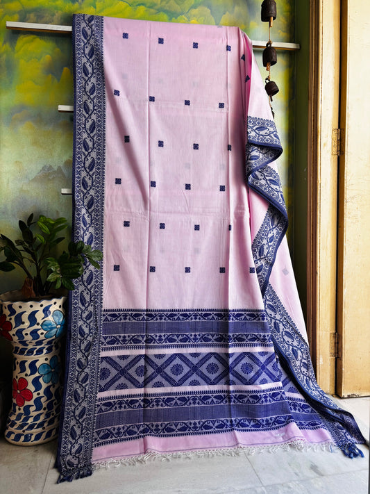 Handwoven Baby Pink Colour Phulia Cotton Saree